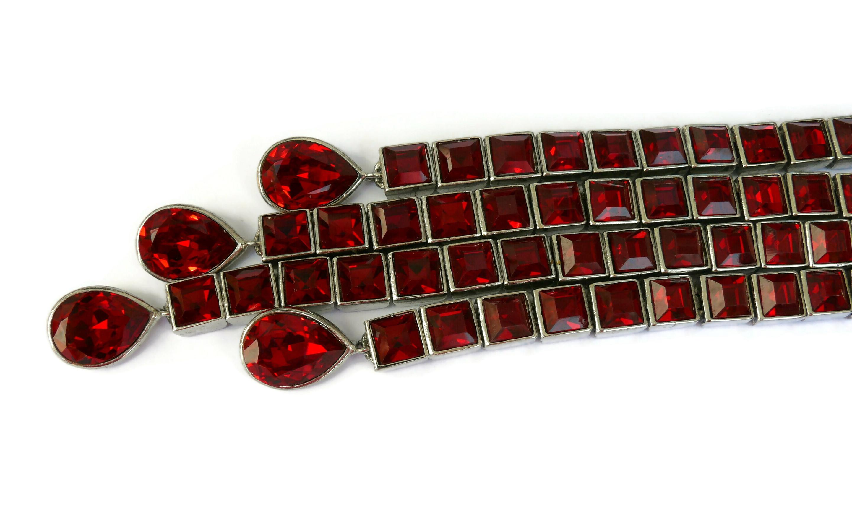 Thierry Mugler Vintage Space Age Ruby Crystal Choker Necklace In Fair Condition In Nice, FR