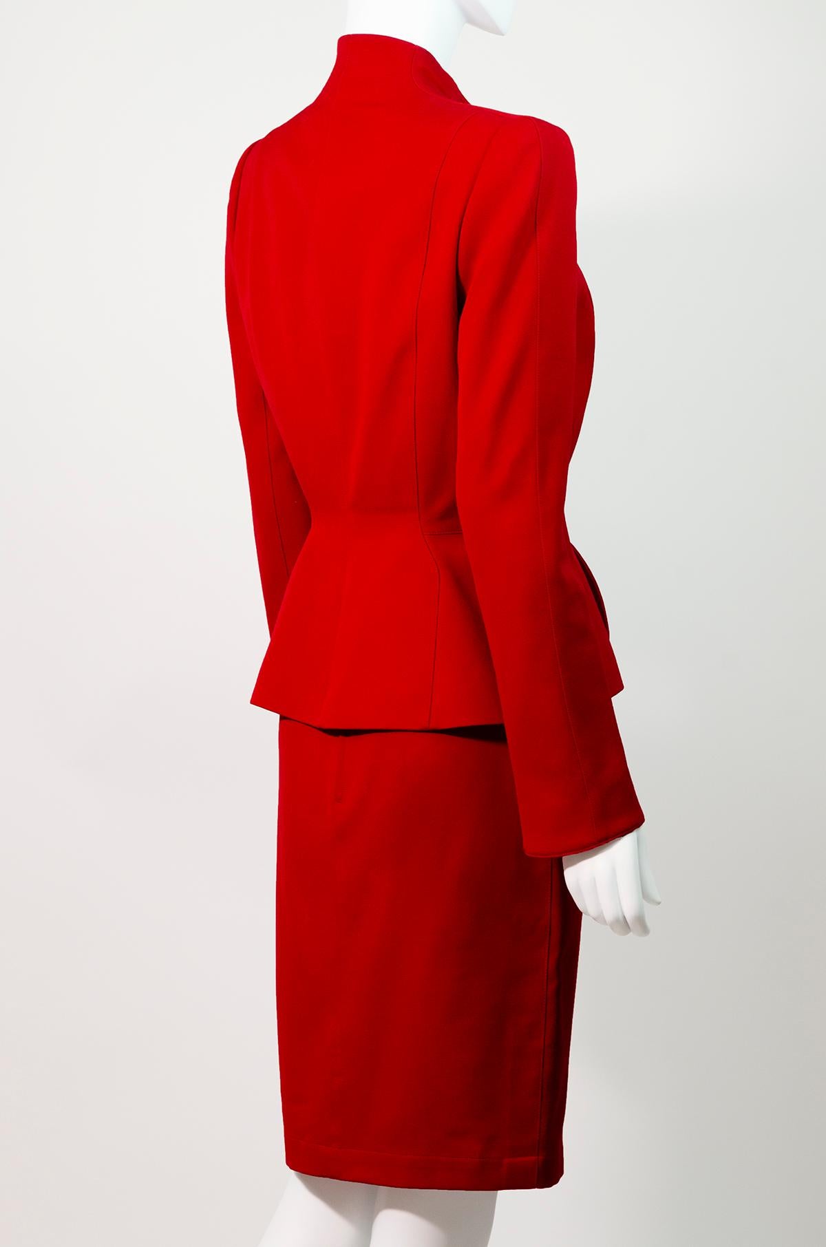 THIERRY MUGLER Vintage Spring 1999 Red Power Suit In Excellent Condition In Berlin, BE