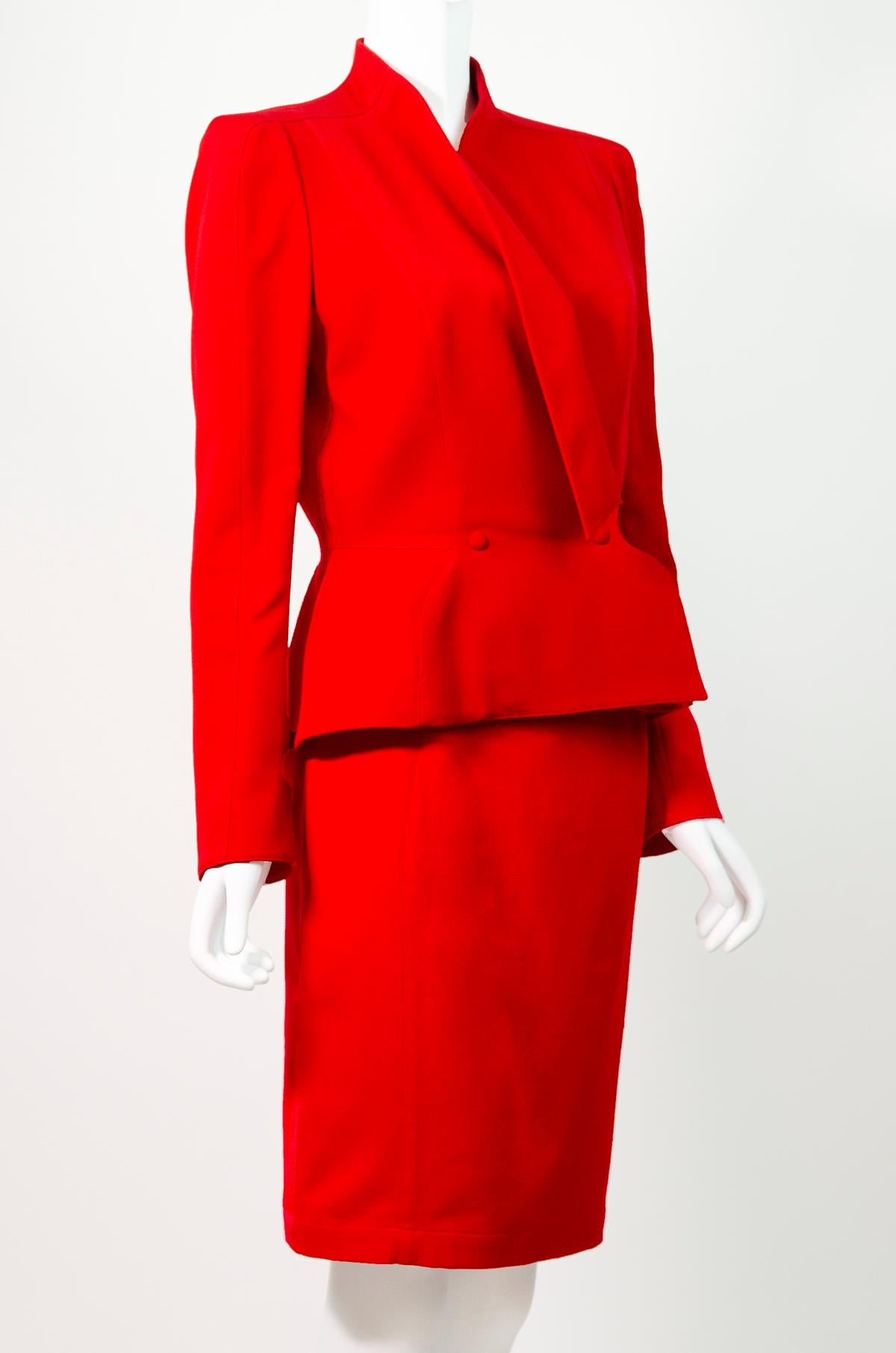 Women's THIERRY MUGLER Vintage Spring 1999 Red Power Suit