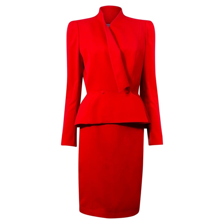 THIERRY MUGLER Vintage Spring 1999 Red Power Suit For Sale at 1stDibs