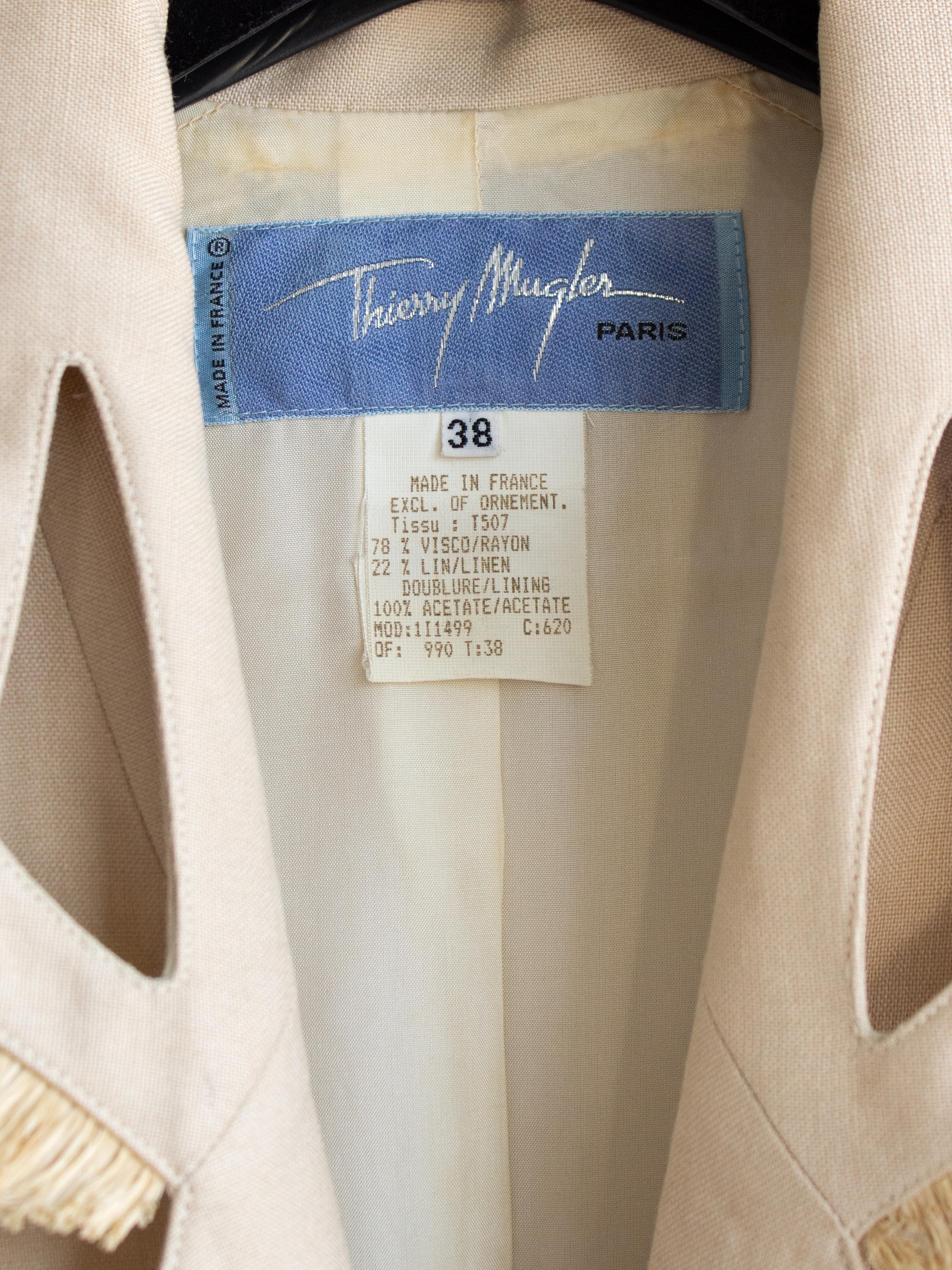 Thierry Mugler Vintage Spring/Summer 1995 Beige Linen Straw Raffia Jacket 4
