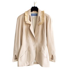 Thierry Mugler Vintage Spring/Summer 1995 Beige Linen Straw Raffia Jacket