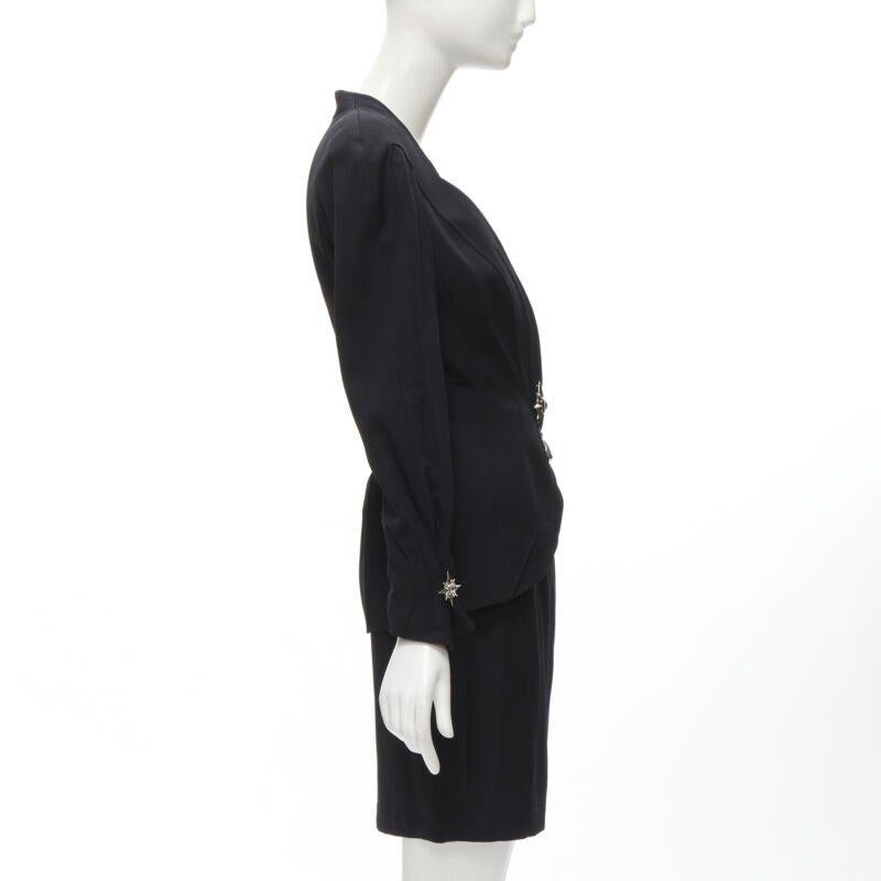 THIERRY MUGLER Vintage Star button space age curved collar power blazer IT9AT S In Excellent Condition For Sale In Hong Kong, NT