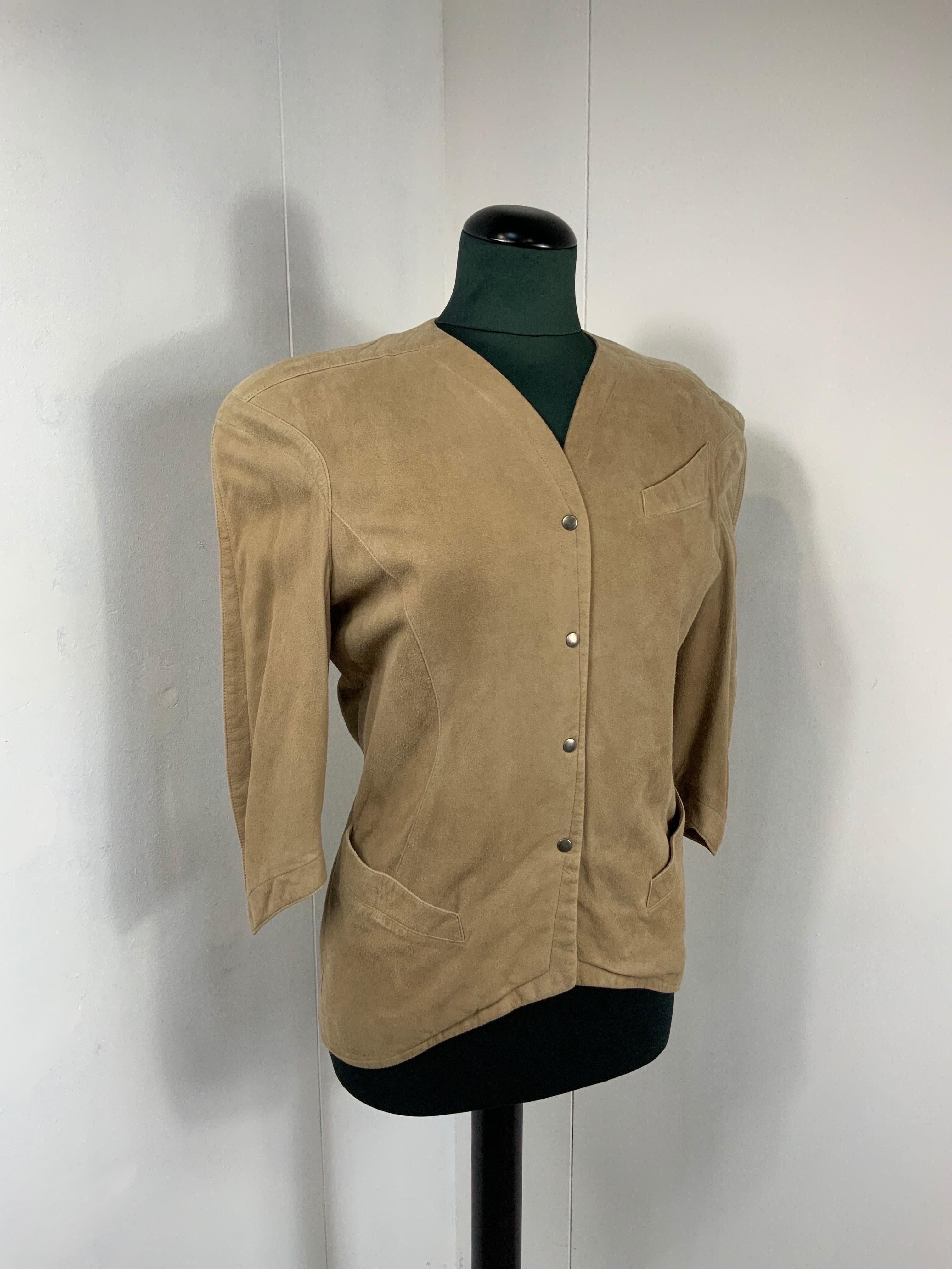 Brown Thierry Mugler vintage suede jacket For Sale