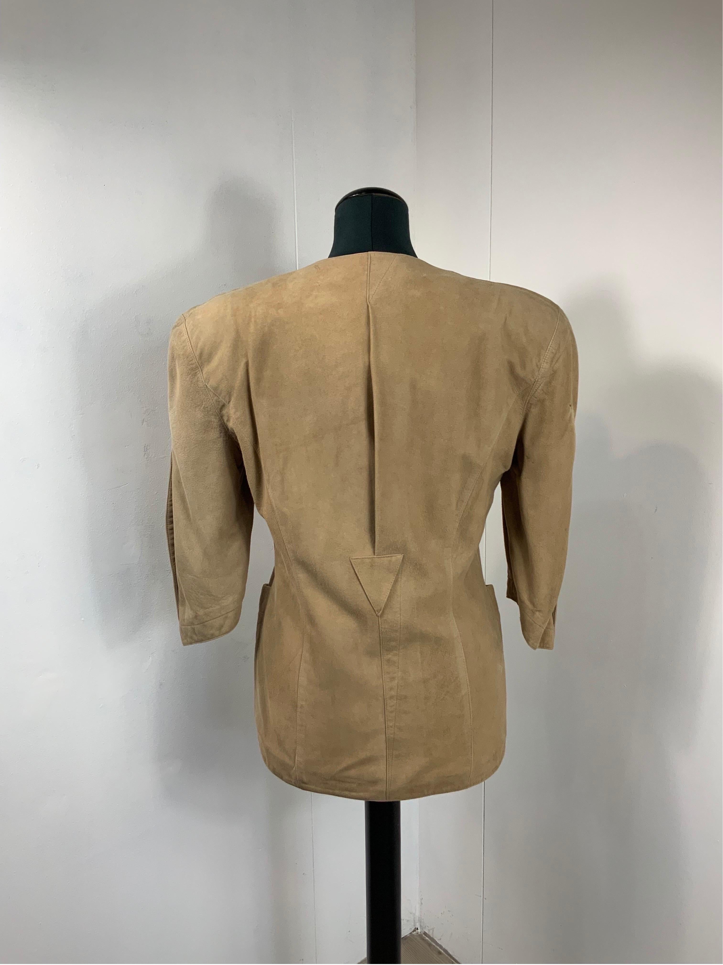 Thierry Mugler vintage suede jacket For Sale 1
