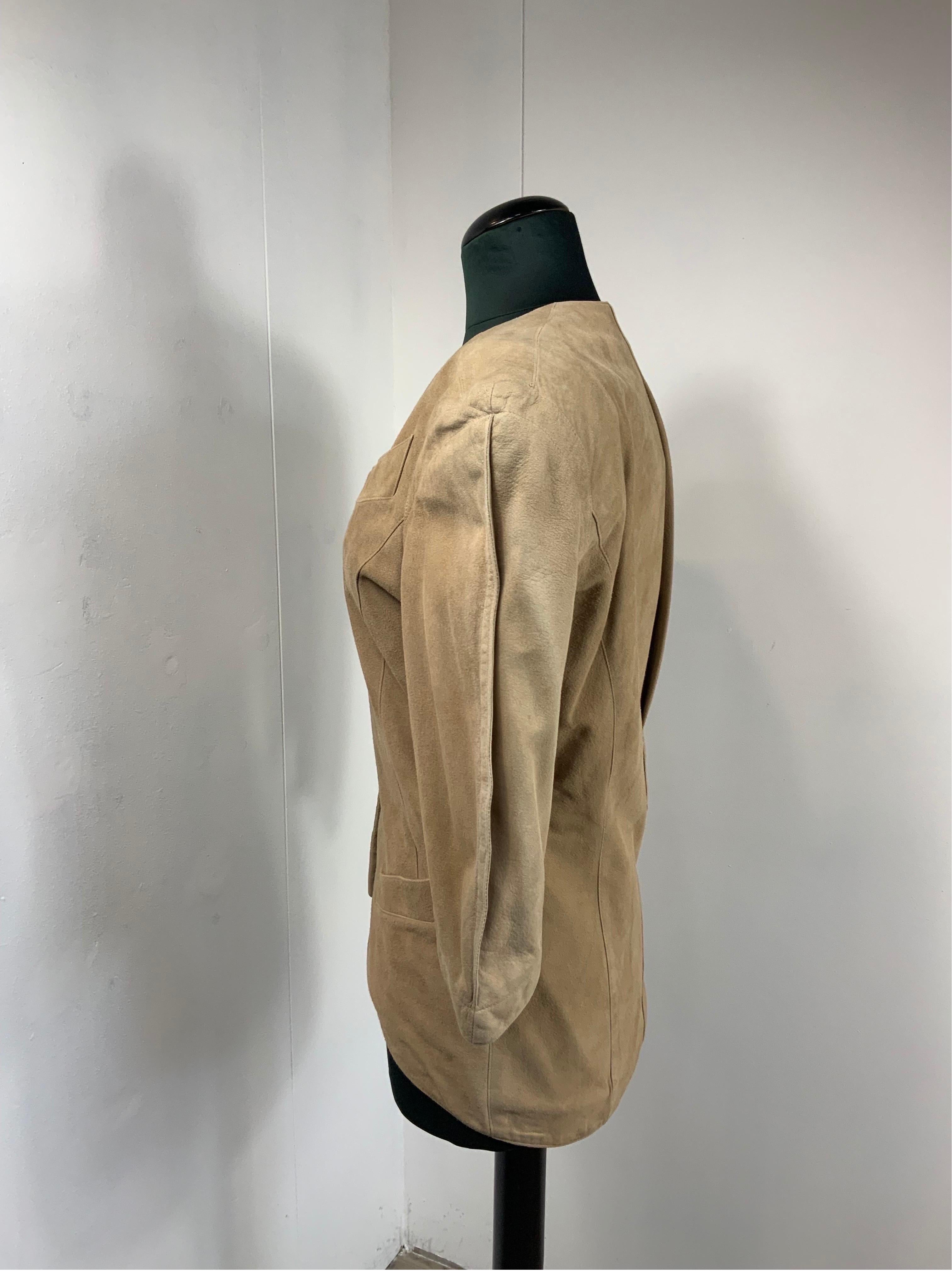 Thierry Mugler vintage suede jacket For Sale 3