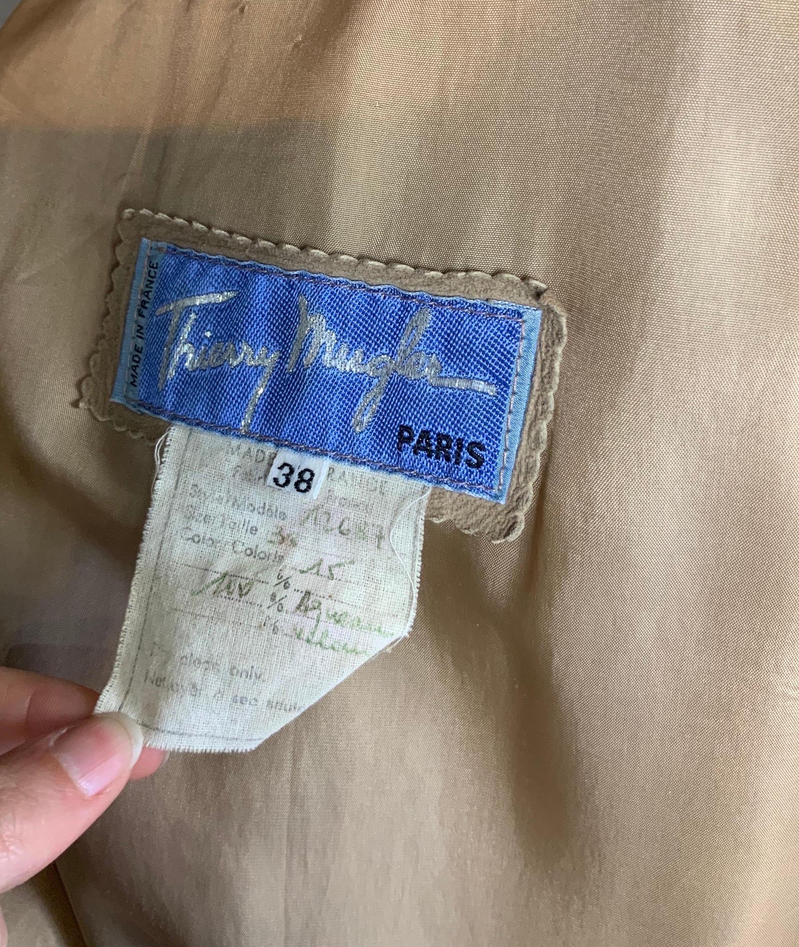 Thierry Mugler vintage suede jacket For Sale 4