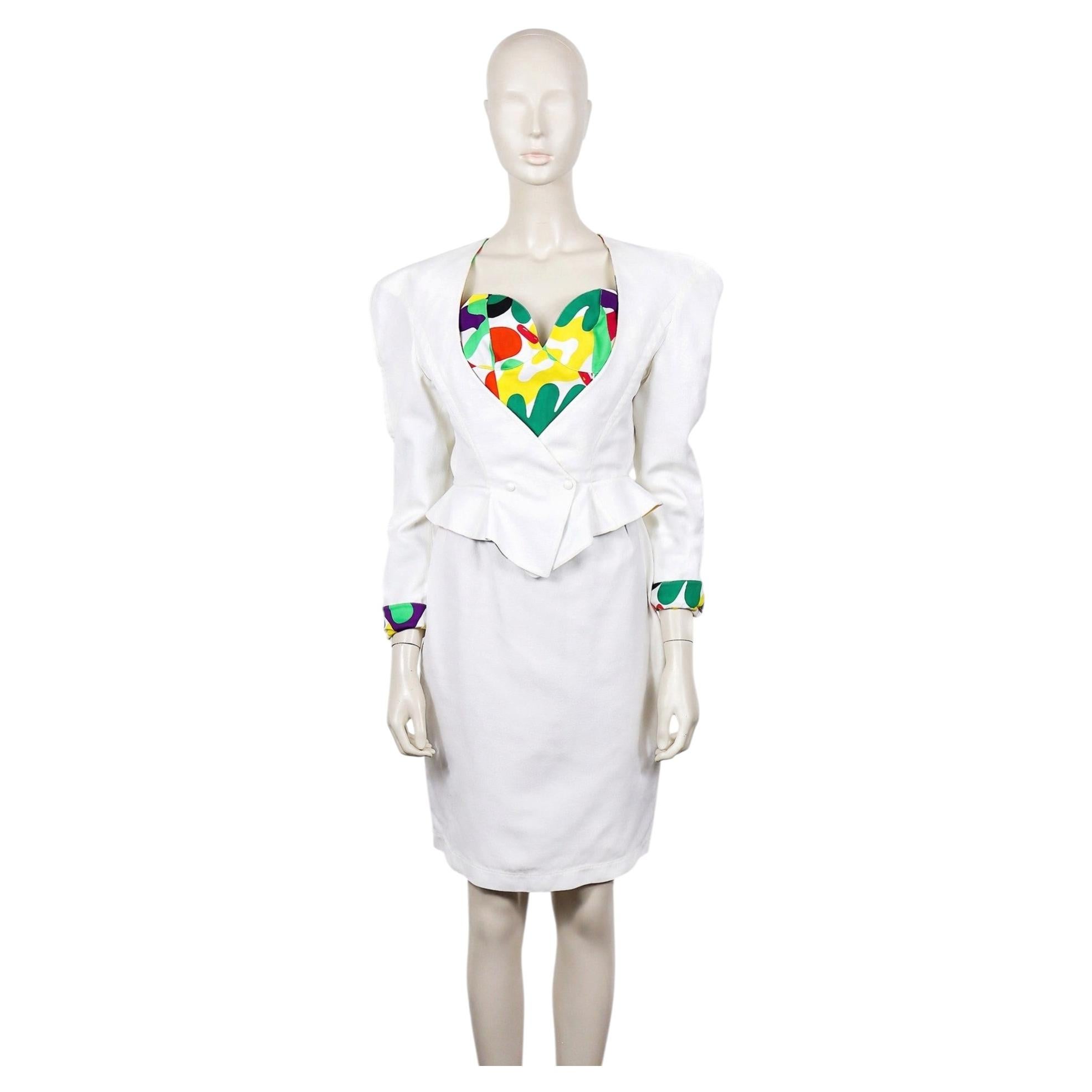 THIERRY MUGLER Traje de época de tres piezas con falda y corsé de algodón blanco en venta