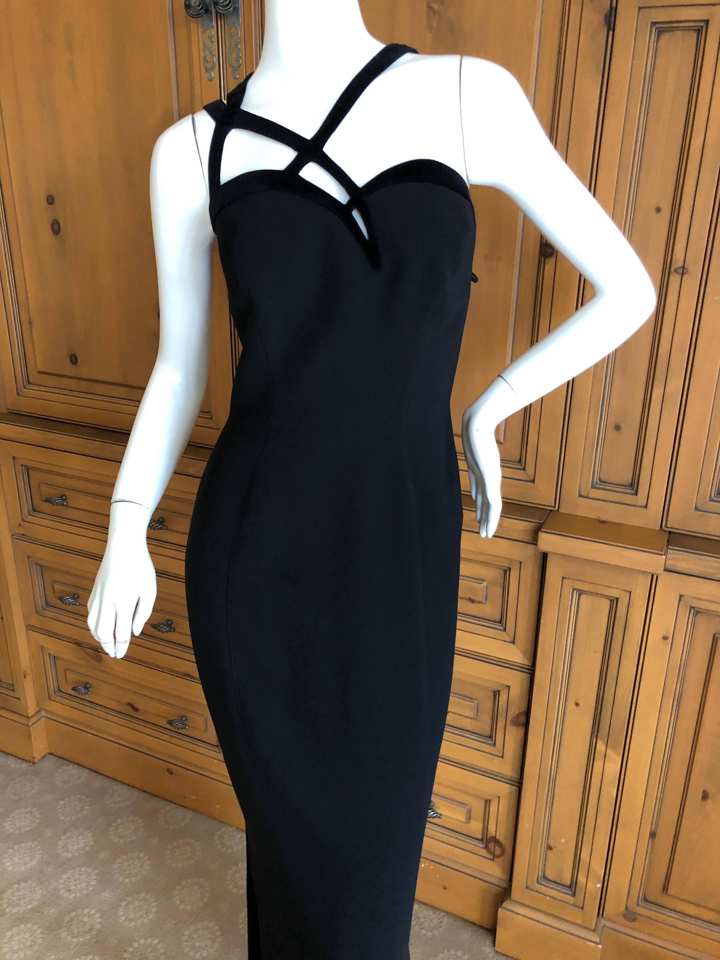 Thierry Mugler Vintage Velvet Trimmed Evening Dress For Sale 3