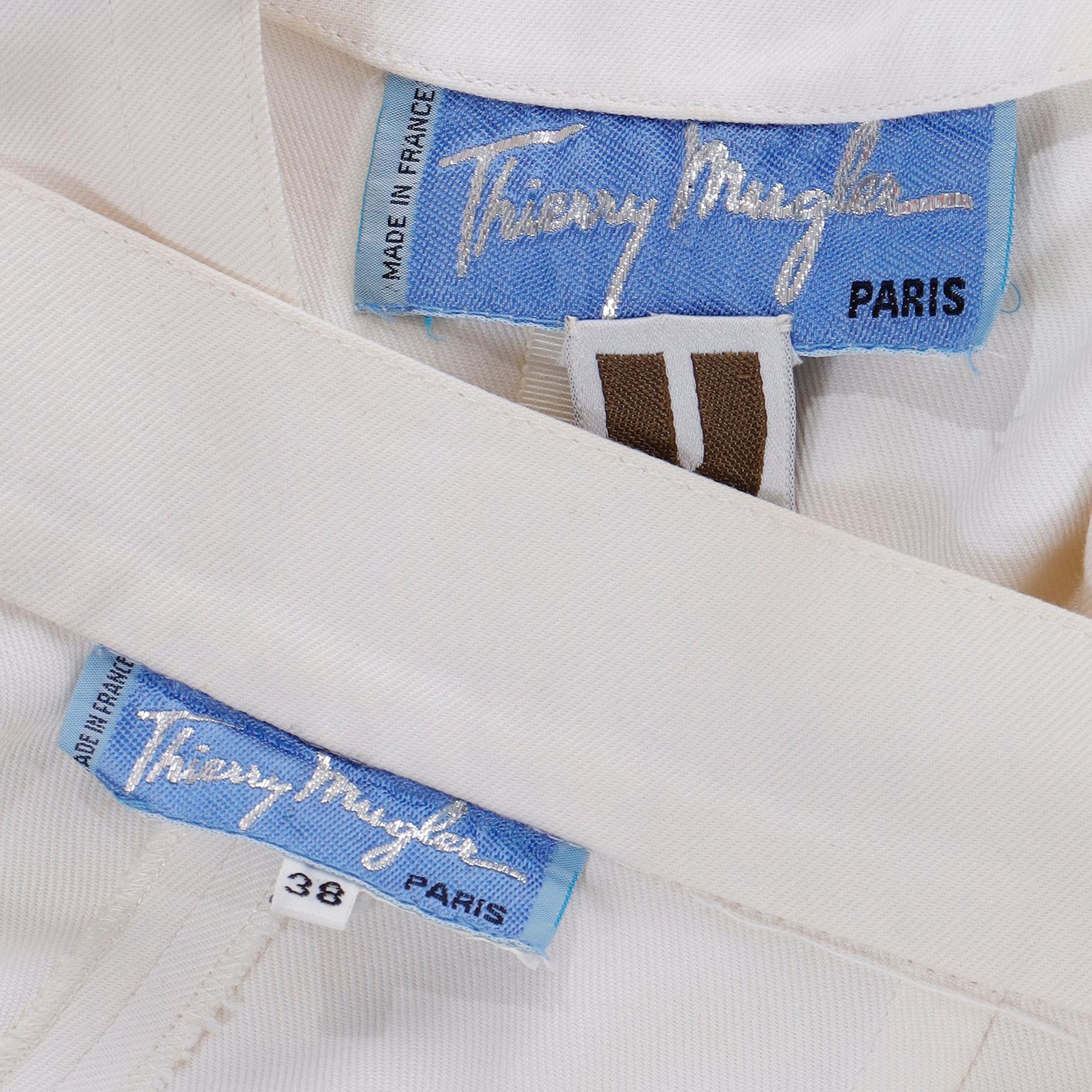 Ensemble 2 pièces veste et pantalon de costume blanc vintage Thierry Mugler  en vente 8