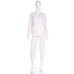 Thierry Mugler Vintage White 2 Pc Suit Jacket & Trousers Outfit