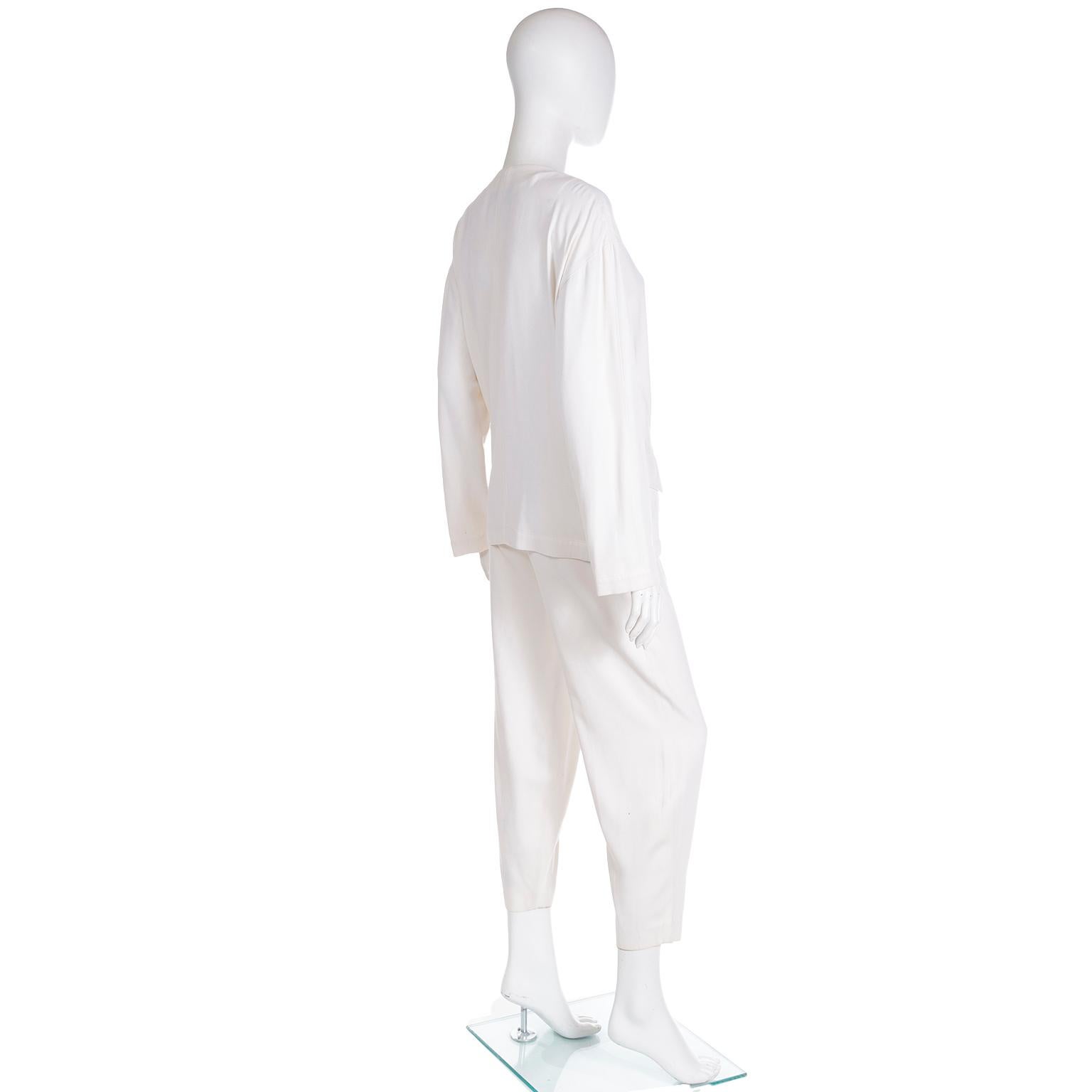 Women's Thierry Mugler Vintage White 2 Pc Suit Jacket & Trousers Outfit  For Sale