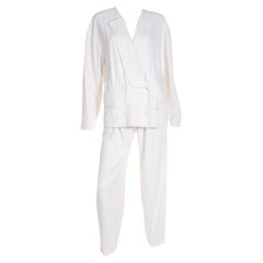Thierry Mugler Vintage White 2 Pc Suit Jacket & Trousers Outfit