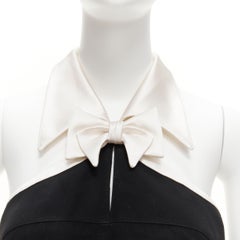 THIERRY MUGLER Vintage white Vampire halter bow collar  tux mini dress IT40 S
