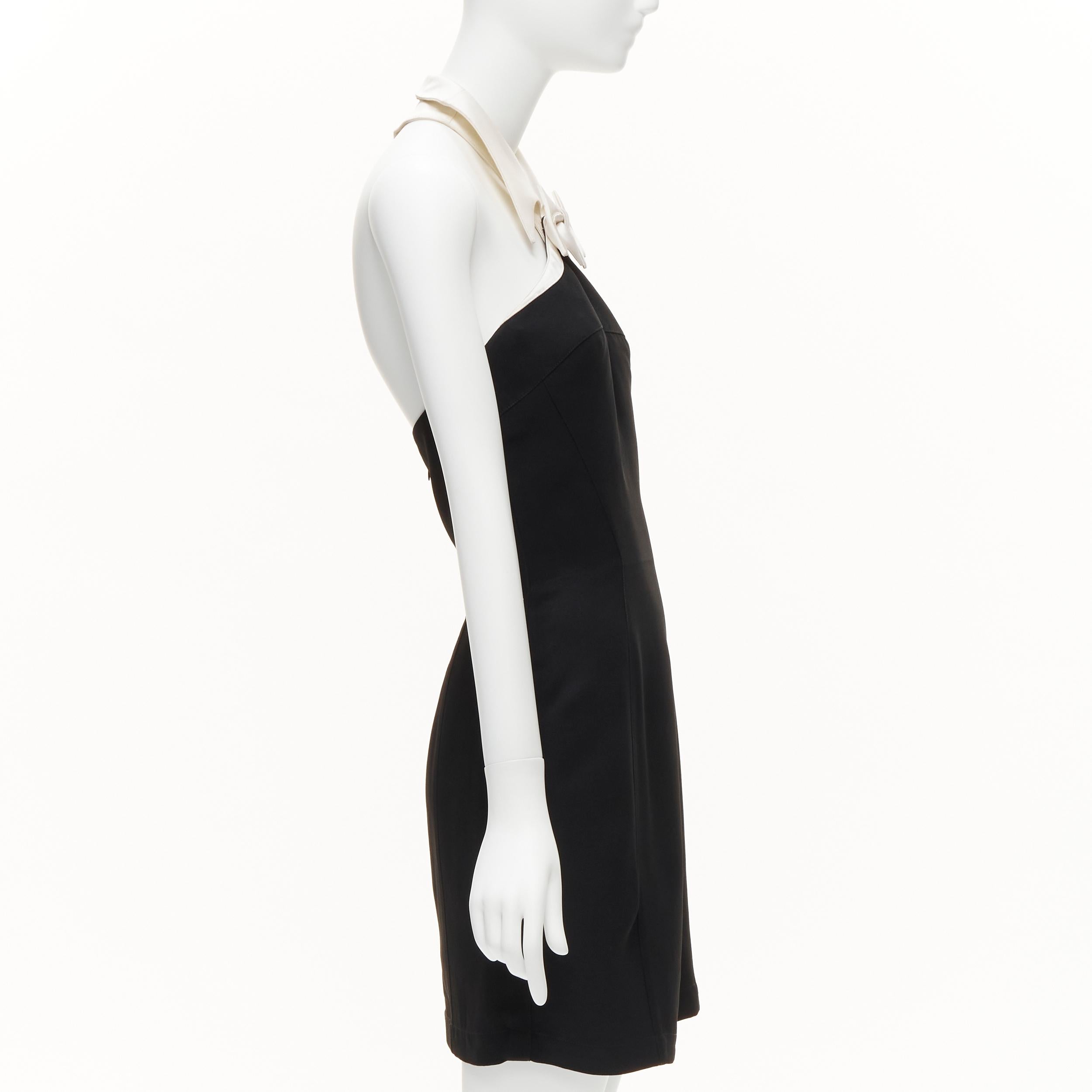 Women's THIERRY MUGLER Vintage white Vampire halter bow collar  tux mini dress IT40 S For Sale