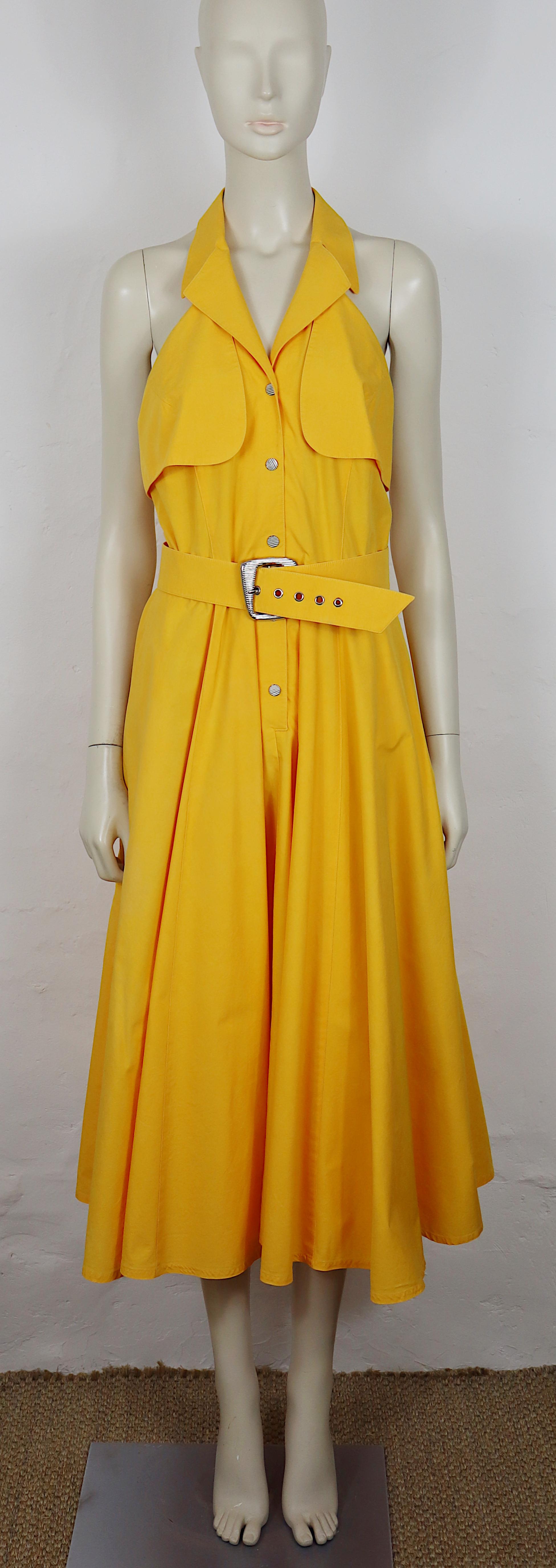 THIERRY MUGLER Vintage Gelbes Baumwollkleid US Größe 12 im Zustand „Gut“ im Angebot in Nice, FR