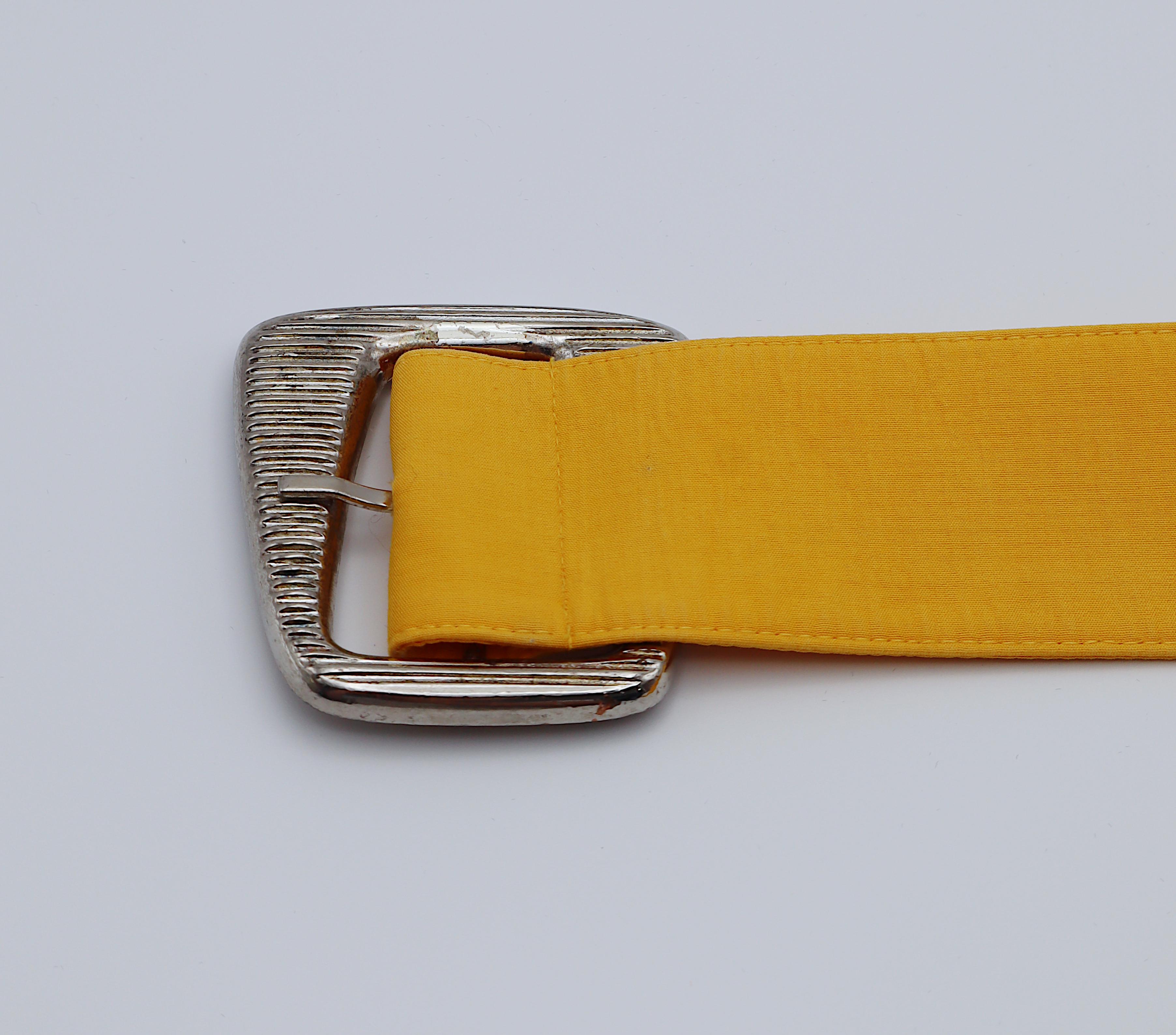 THIERRY MUGLER Vintage Gelbes Baumwollkleid US Größe 12 im Angebot 3