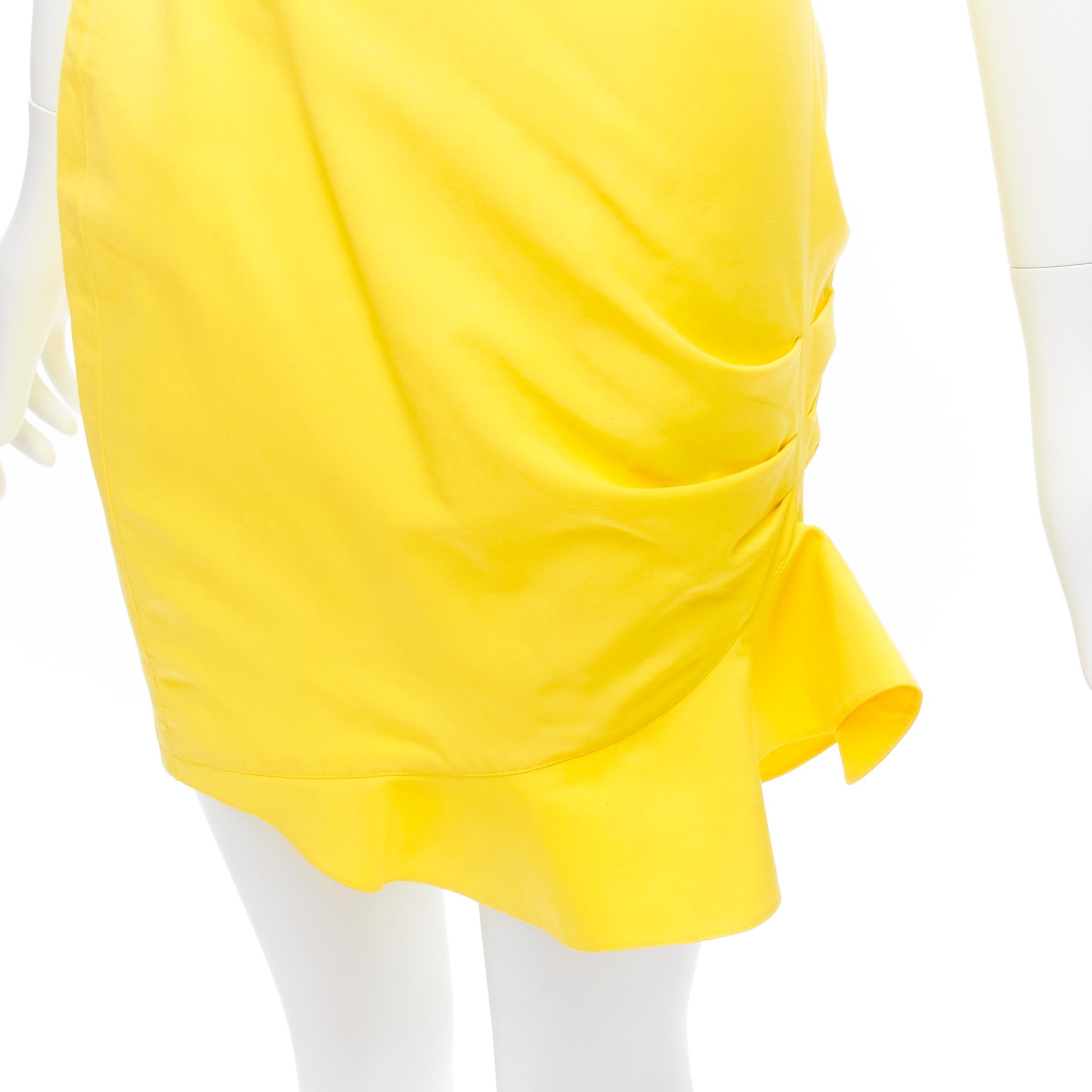 THIERRY MUGLER Vintage yellow wrap front vampire collar ruffle skirt suit IT7AR 5
