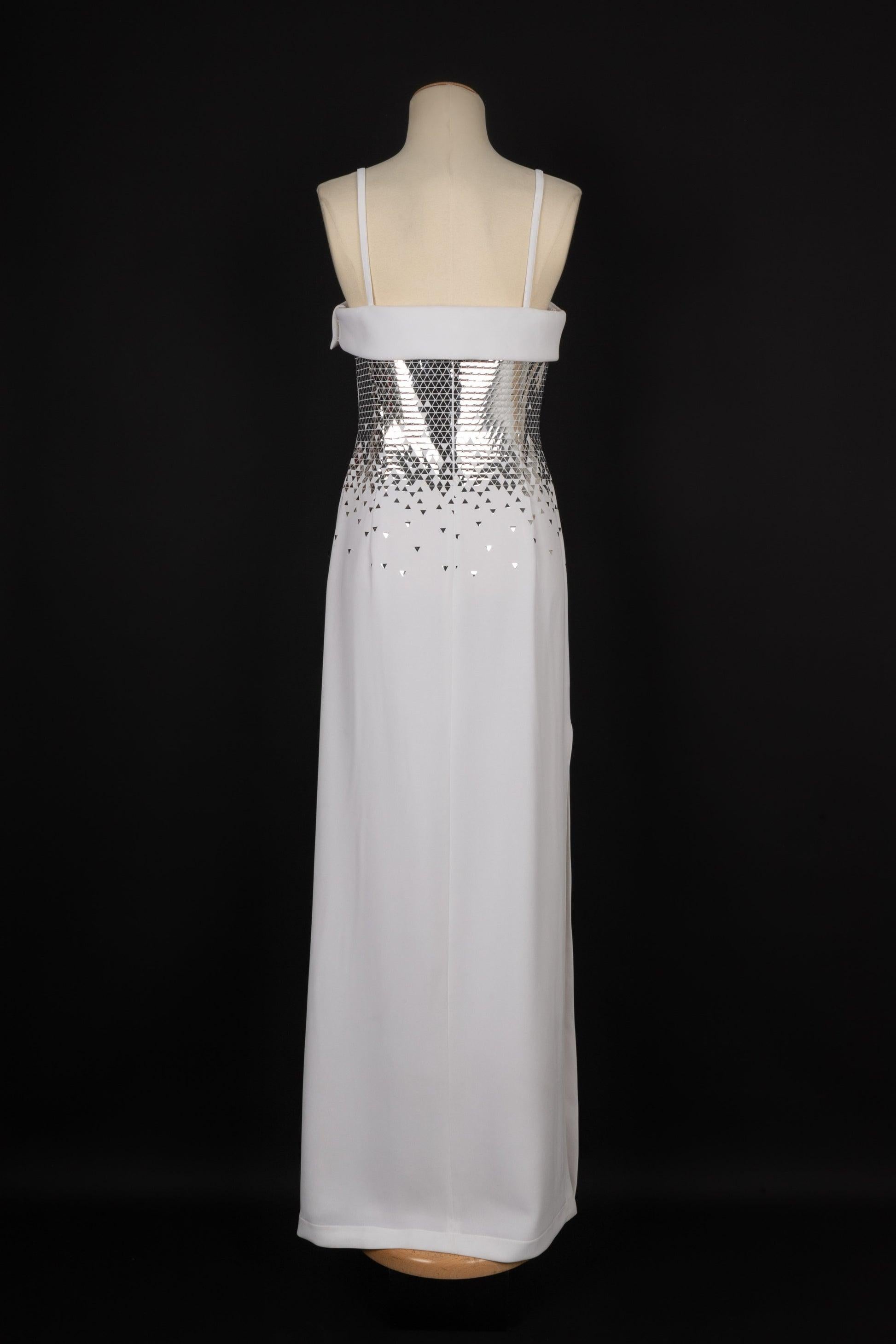 Thierry Mugler Vestido de crepé Couture Blanco Gris en venta