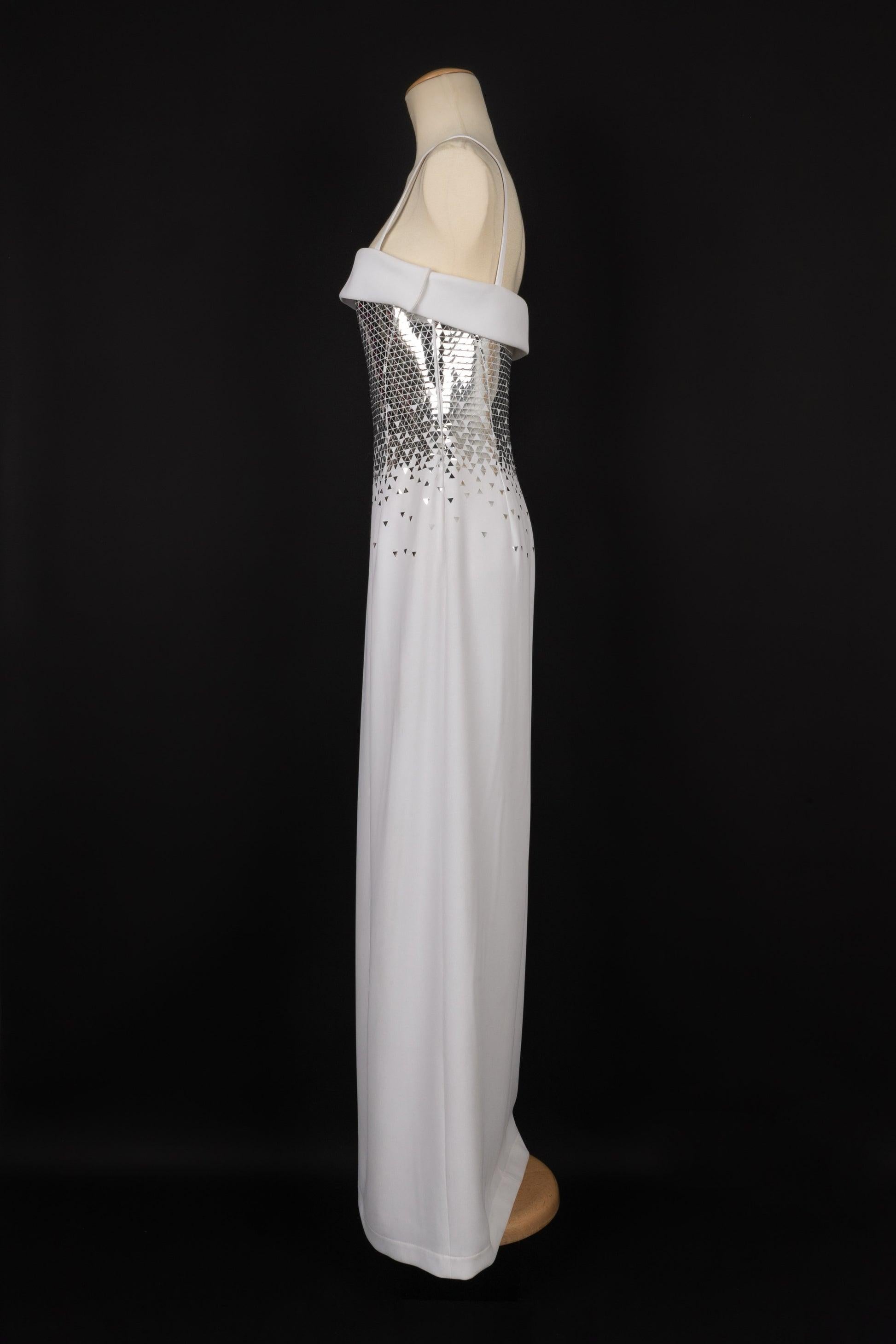 Thierry Mugler White Crepe Couture Dress In Excellent Condition For Sale In SAINT-OUEN-SUR-SEINE, FR