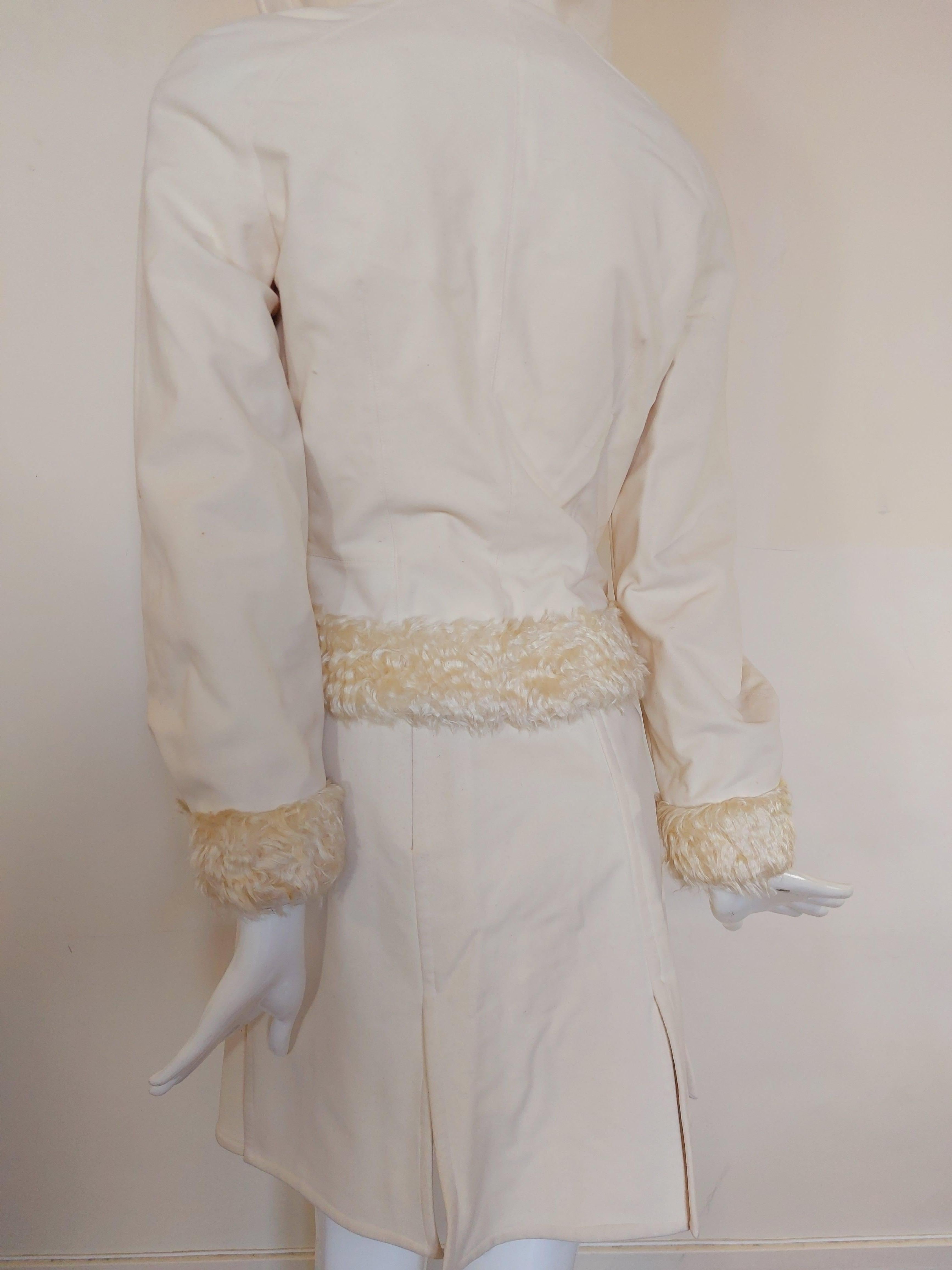 Thierry Mugler White Faux Fur Beige Snow Winter Trousers Jacket Coat Skirt Suit 9