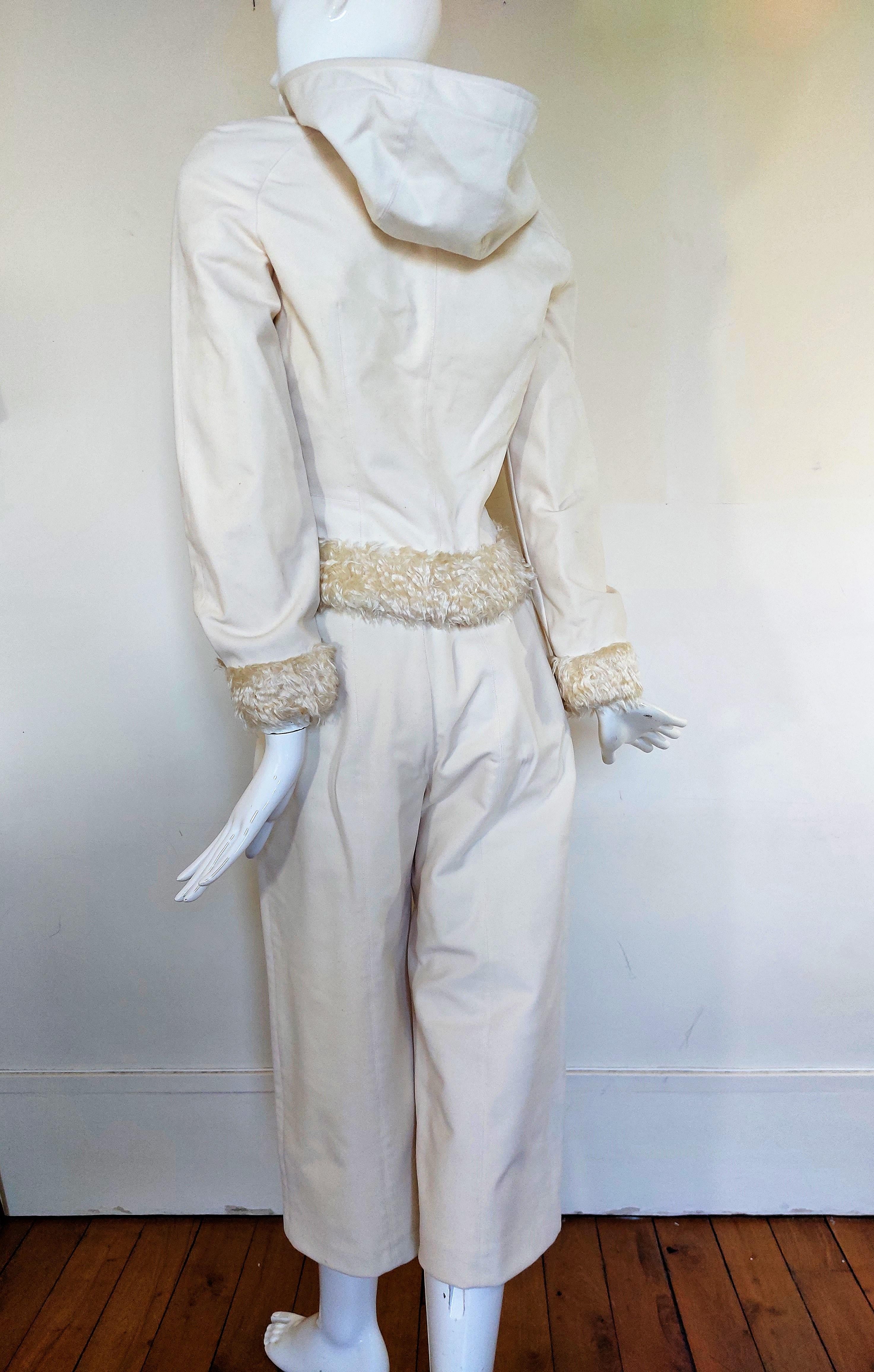 Thierry Mugler White Faux Fur Beige Snow Winter Trousers Jacket Coat Skirt Suit 11