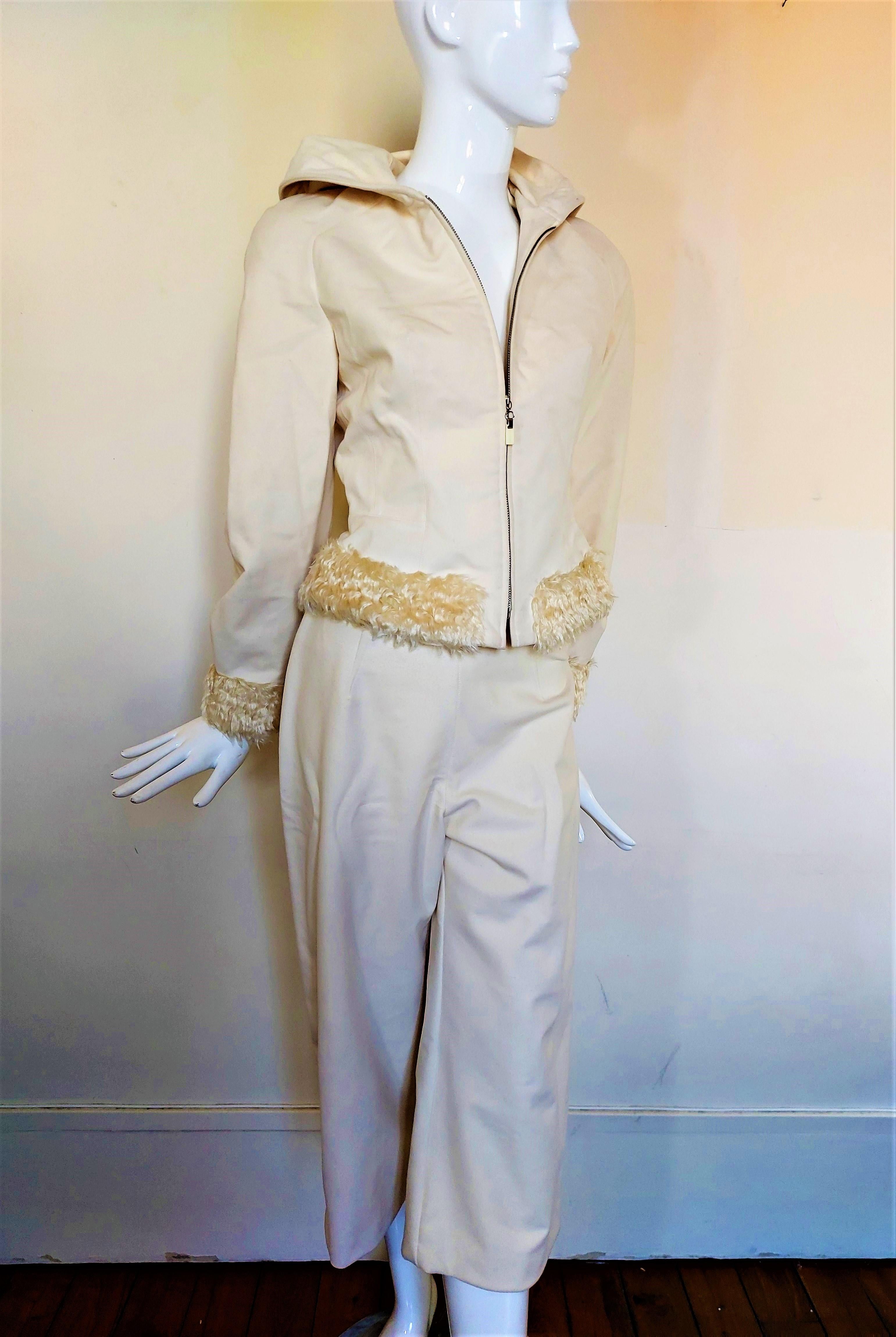 Thierry Mugler White Faux Fur Beige Snow Winter Trousers Jacket Coat Skirt Suit 13