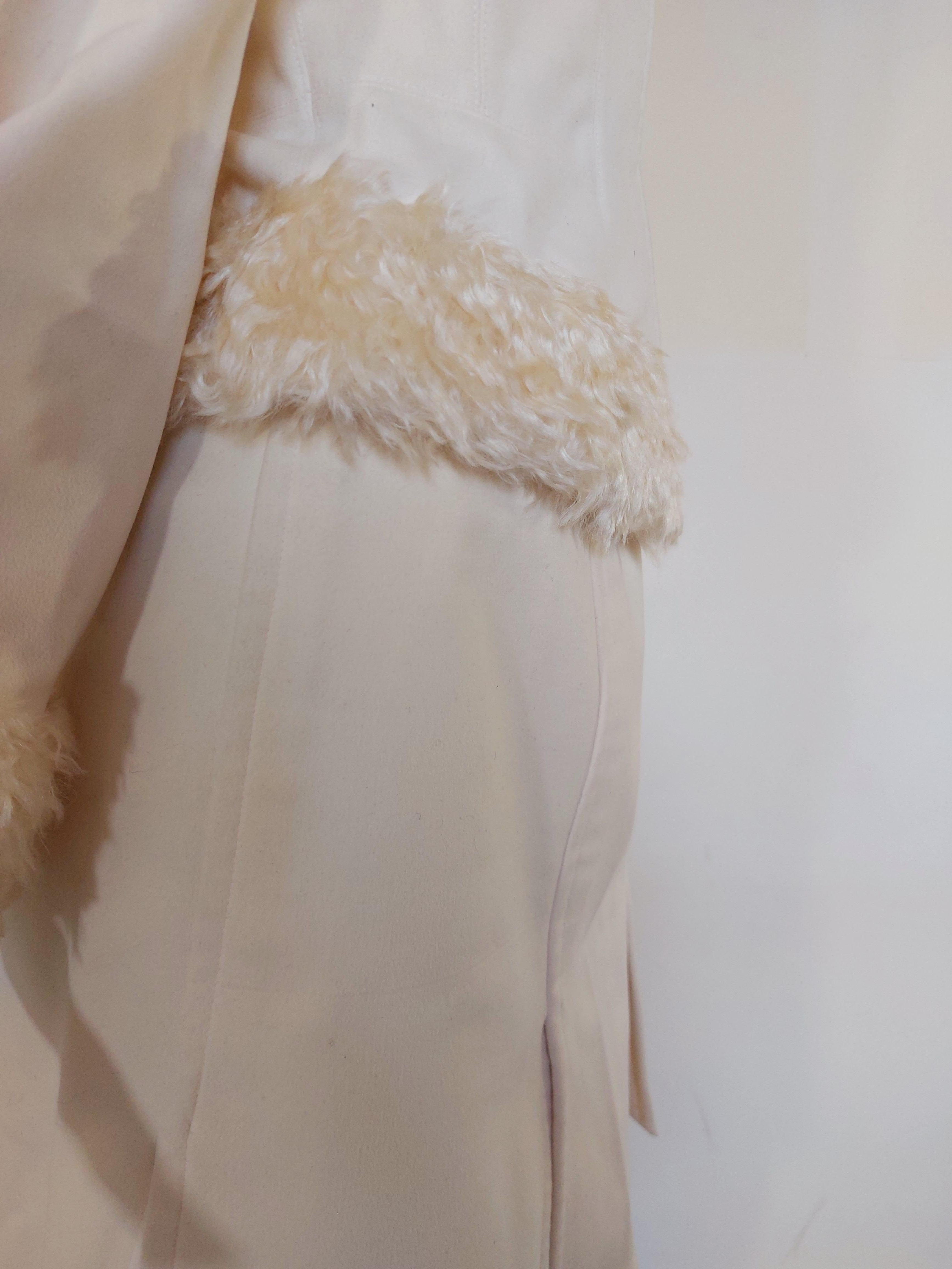 Thierry Mugler White Faux Fur Beige Snow Winter Trousers Jacket Coat Skirt Suit 1