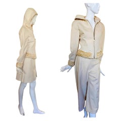 Thierry Mugler White Faux Fur Beige Snow Winter Trousers Jacket Coat Skirt Suit