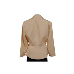 Thierry Mugler Donna Vintage Blazer IT 44 Crema Lana Arruffata Hardware Oro Y2k