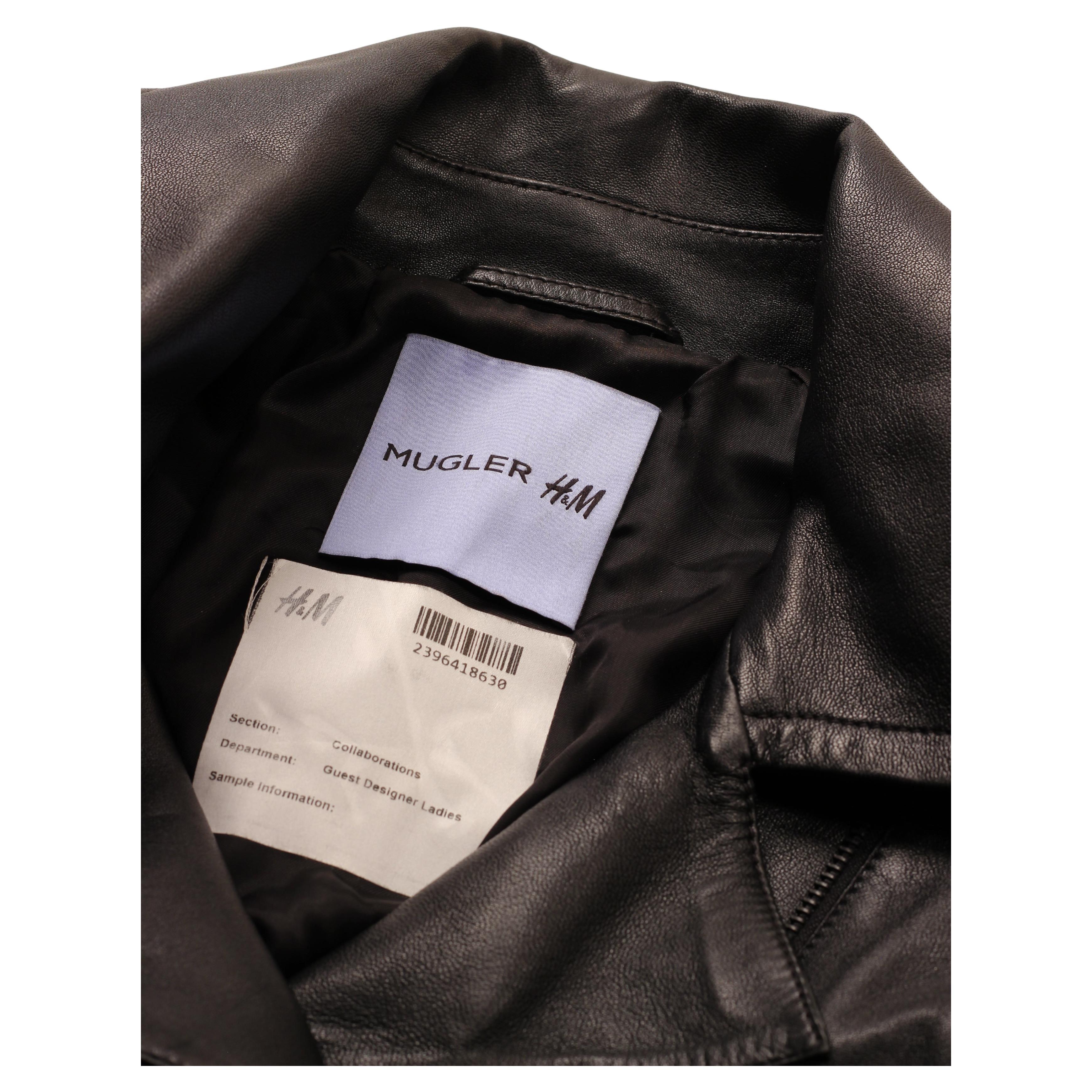 Thierry Mugler x H&M Black Leather Cropped Jacket with Scarf - 2023 For Sale 10