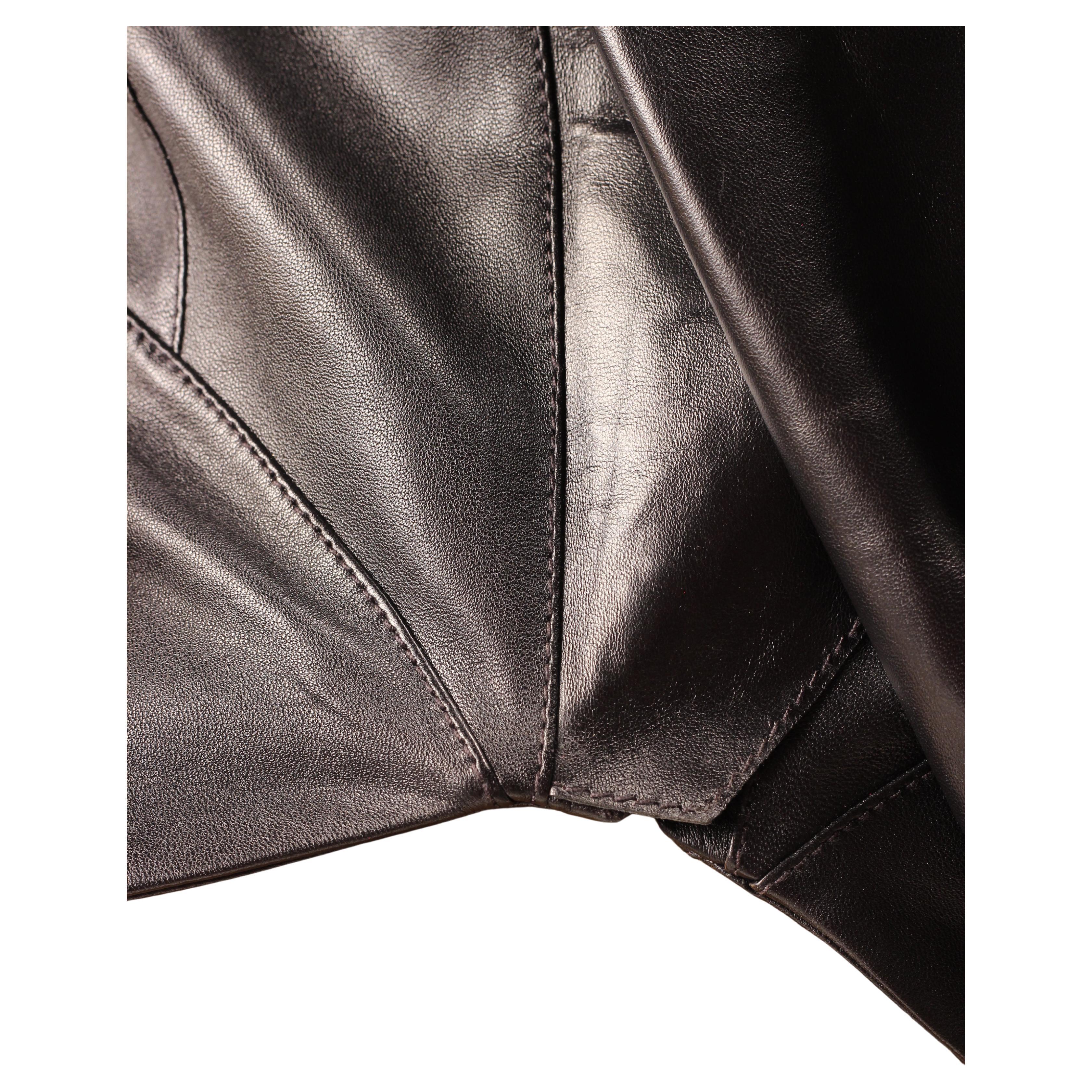 Thierry Mugler x H&M Black Leather Cropped Jacket with Scarf - 2023 For Sale 3