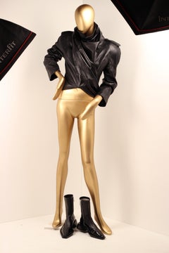 Thierry Mugler x H&M Black Leather Cropped Jacket with Scarf - 2023