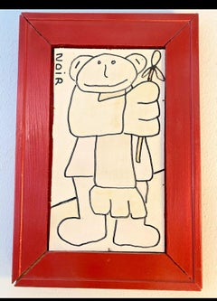 Pilou se gratte les genoux, Technique mixte sur papier