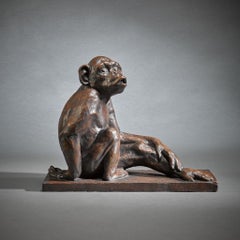 Animal sculpture : Chimpansee By Thierry Van Ryswyck Prov: Sladmore/Sotheby