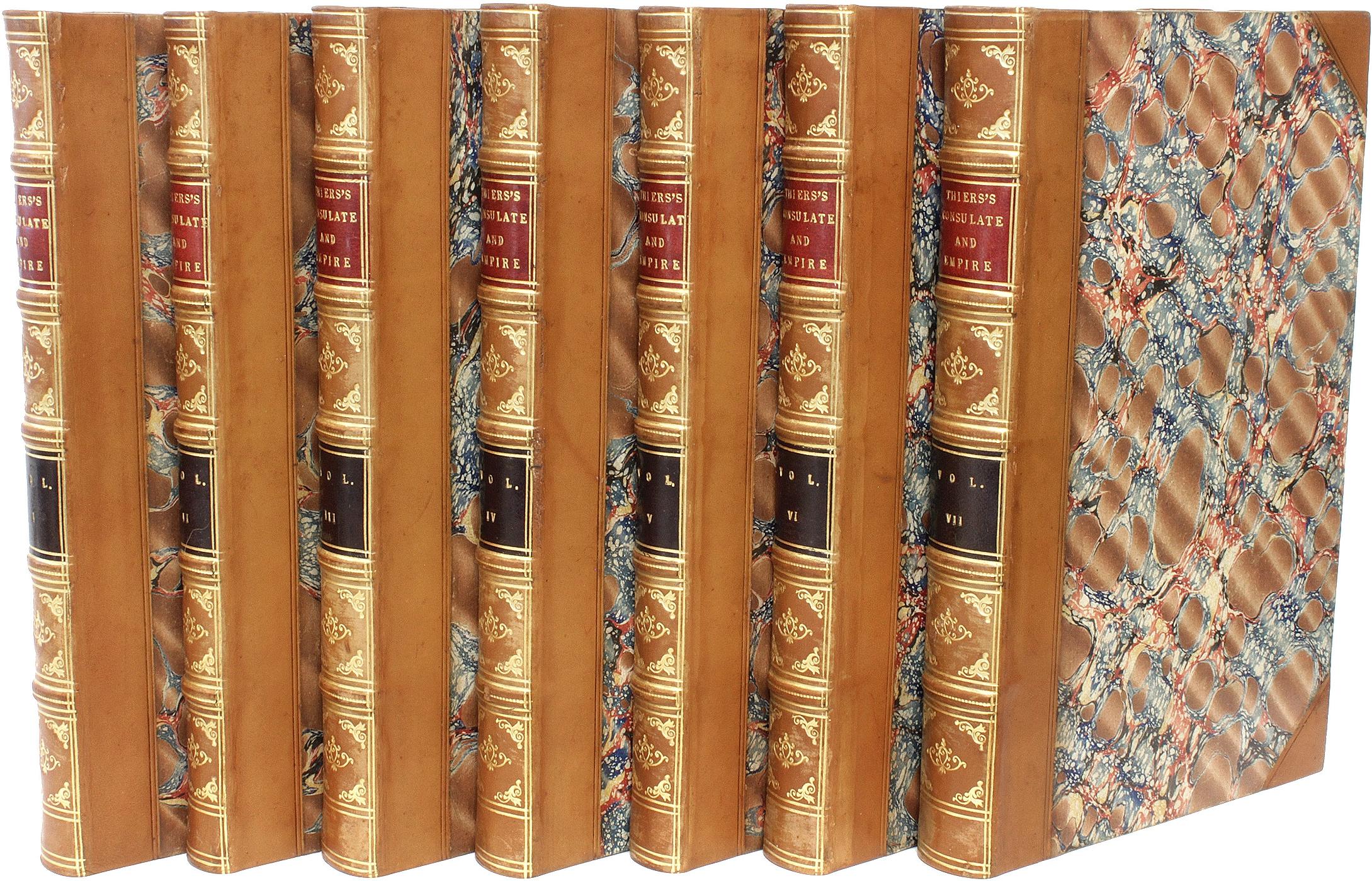AUTEUR : THIERS, M. A... 

TITRE : Histoire du Consulat et de l'Empire de France sous Napoléon.

ÉDITEUR : Londres : Henry Colburn, 1845.

DESCRIPTION : 7 volumes, 7-5/8