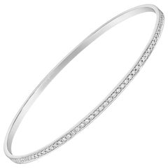 Thin 18 Karat White Gold and Diamond Bangle '0.8 Carat'