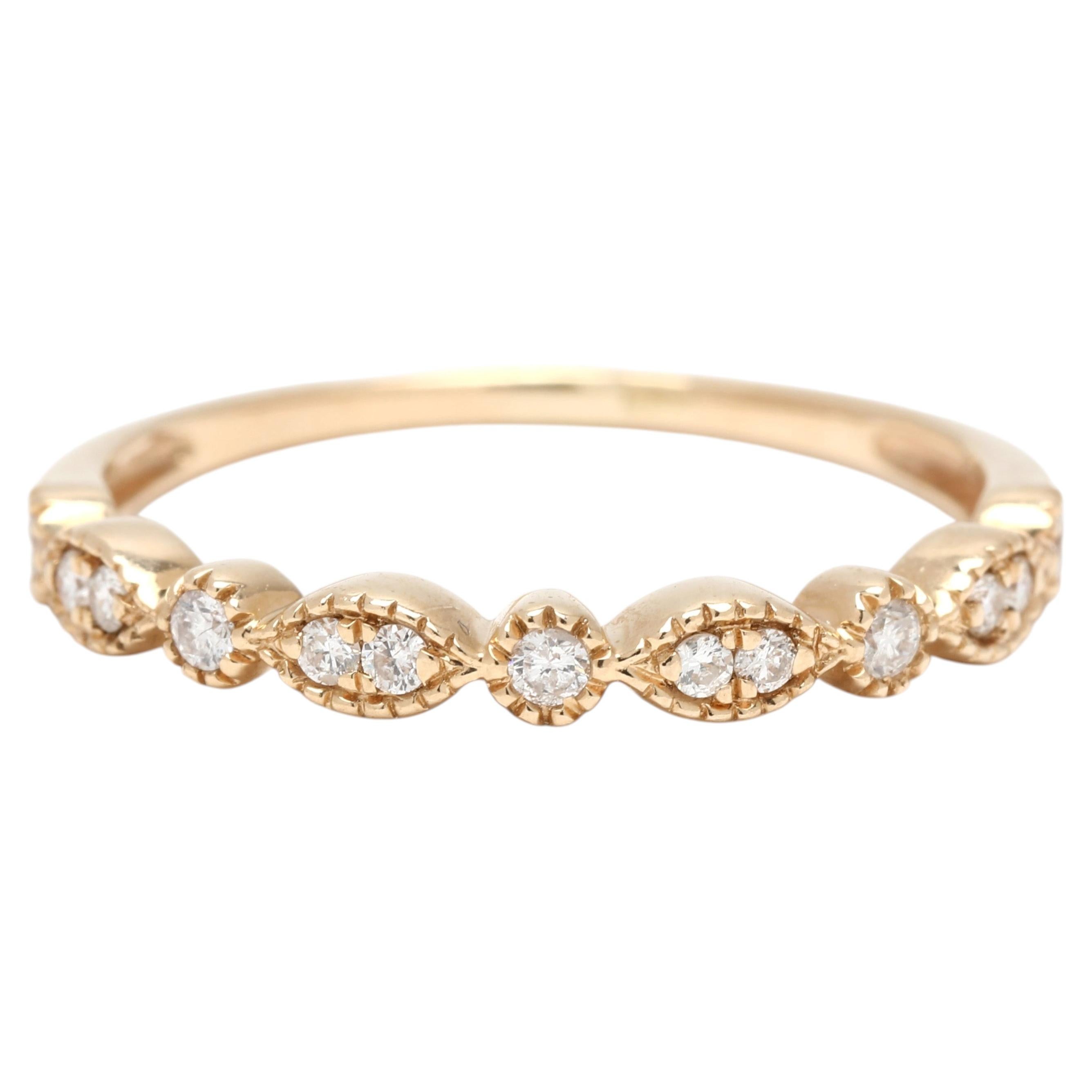 Thin .18ctw Diamond Band Ring, 14k Yellow Gold, Ring Size 7.75
