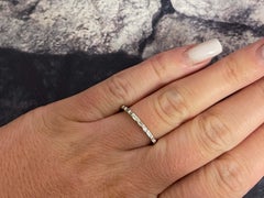 Thin Baguette Diamond Band Ring Solid 18k White Gold