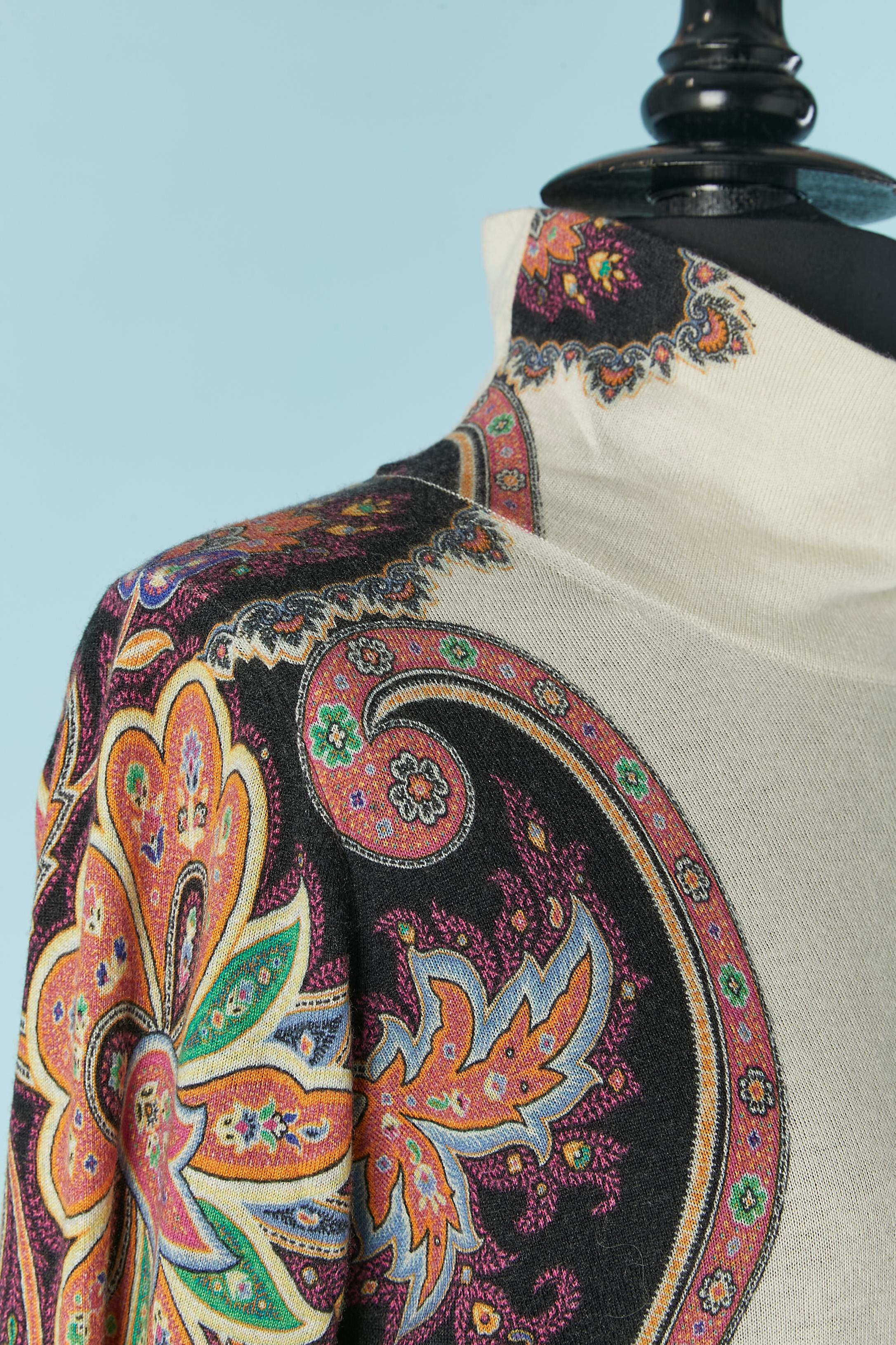 Black Thin cashmere with Paisley print sweater ETRO For Sale