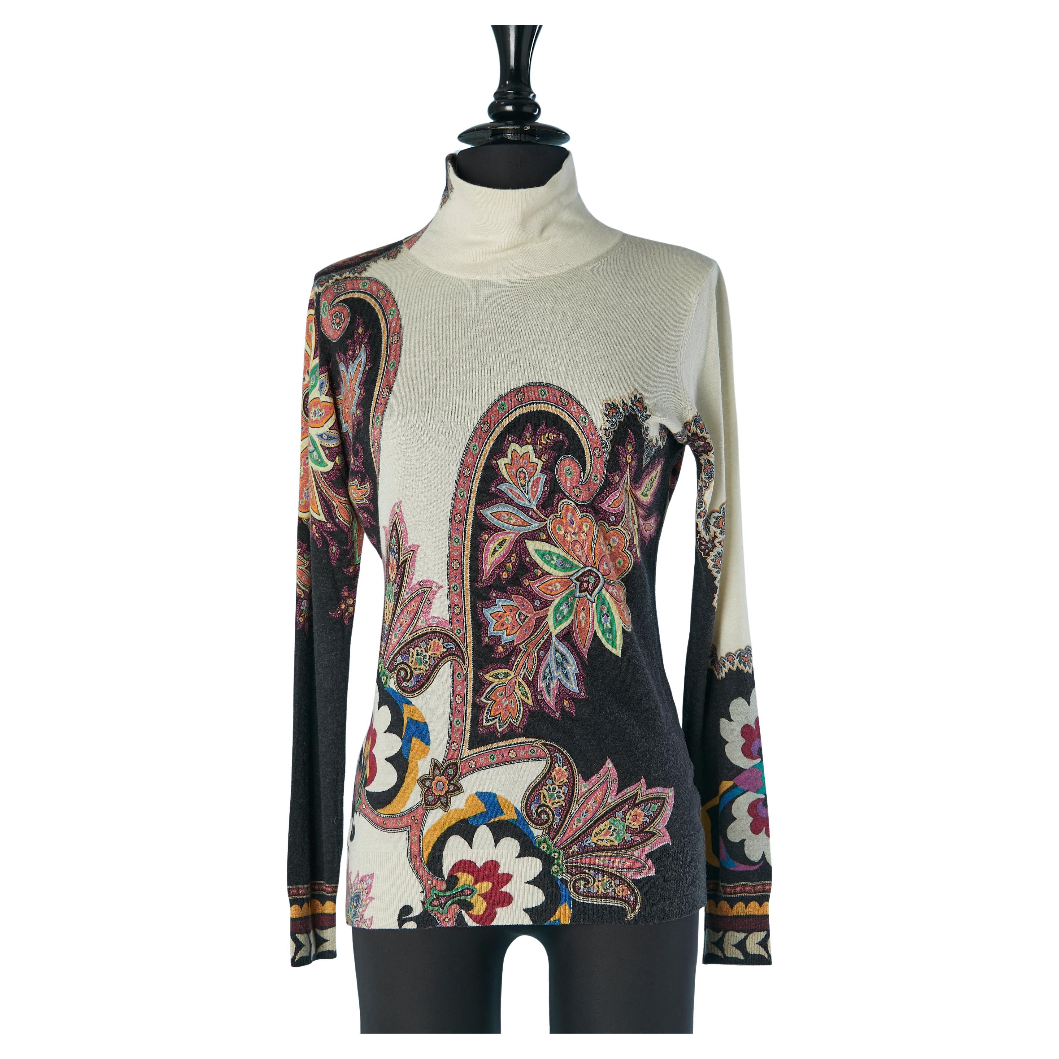 Thin cashmere with Paisley print sweater ETRO For Sale