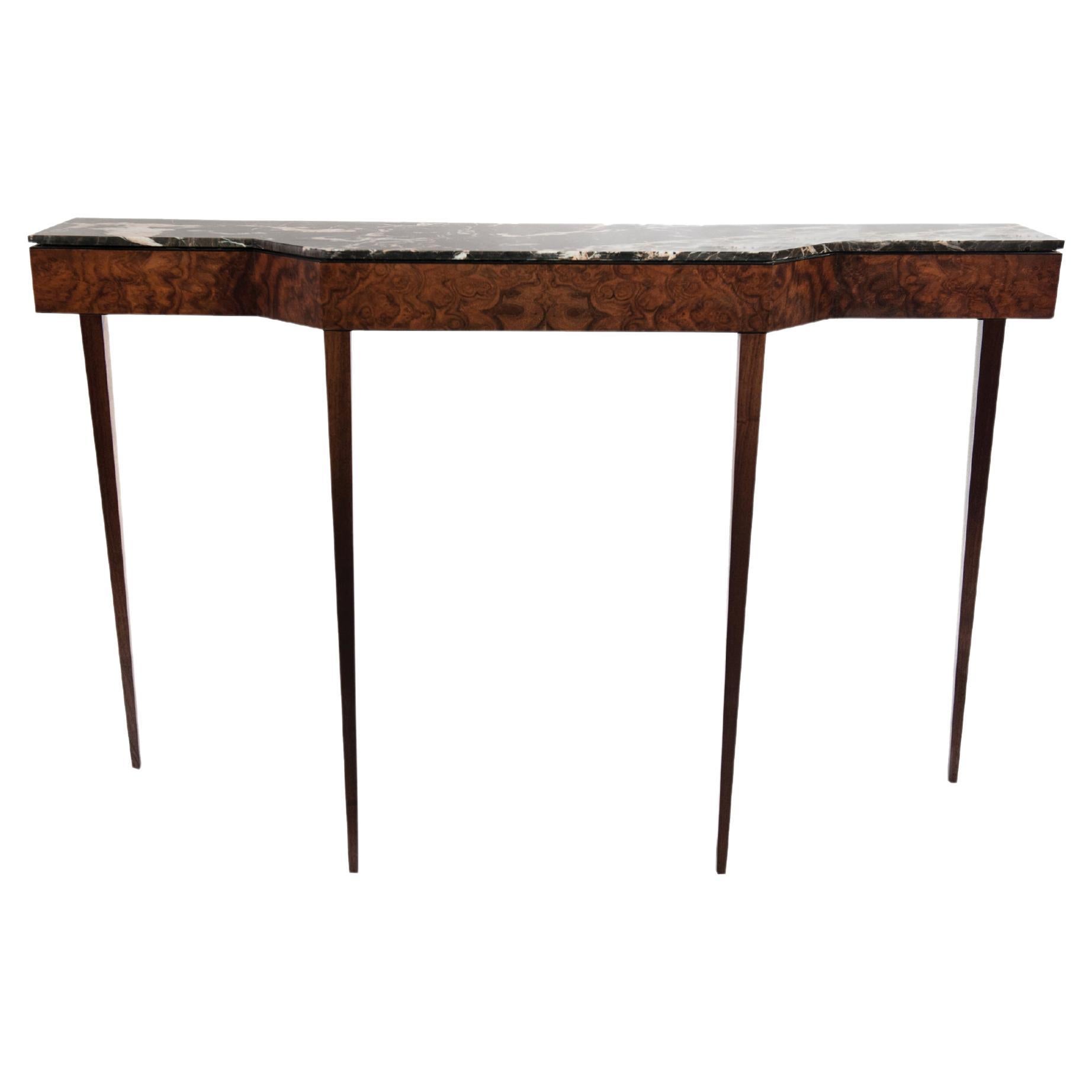 Thin Console Table With Marble Top For Sale