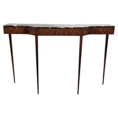 Table console fine avec plateau en marbre