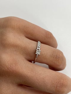 Thin Cuban Chain Band in 18K White Gold