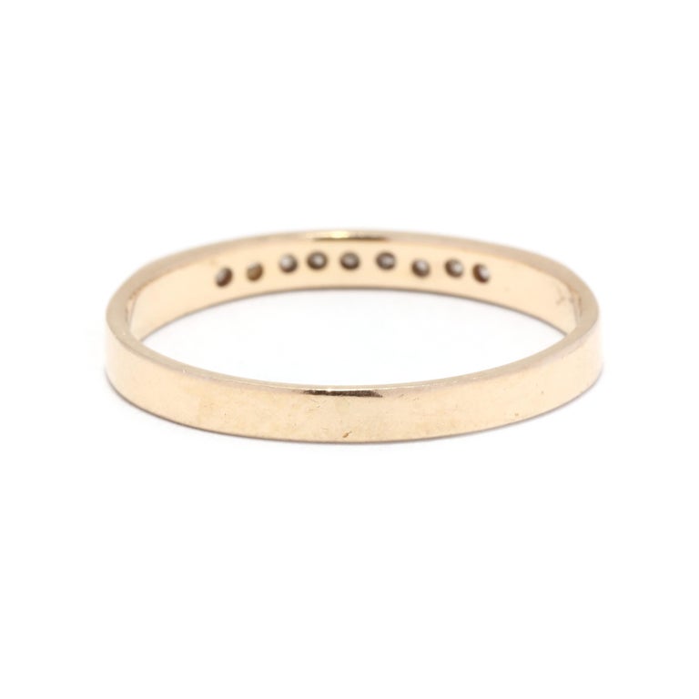 Single Cut Thin Diamond Band, 14K Yellow Gold, Ring, Stackable Diamond For Sale