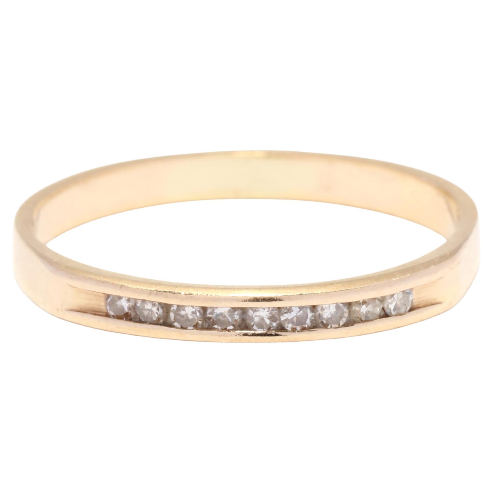 Thin Diamond Band, 14K Yellow Gold, Ring, Stackable Diamond