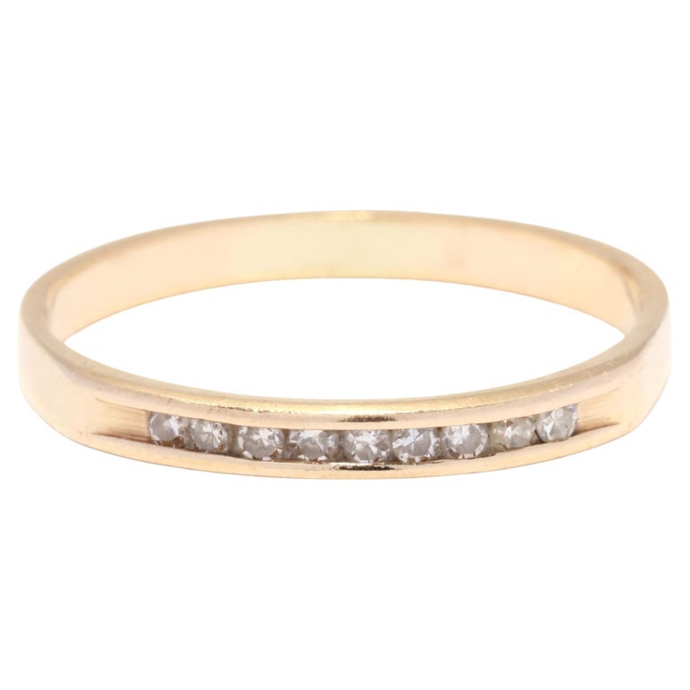 Thin Diamond Band, 14K Yellow Gold, Ring, Stackable Diamond For Sale at
