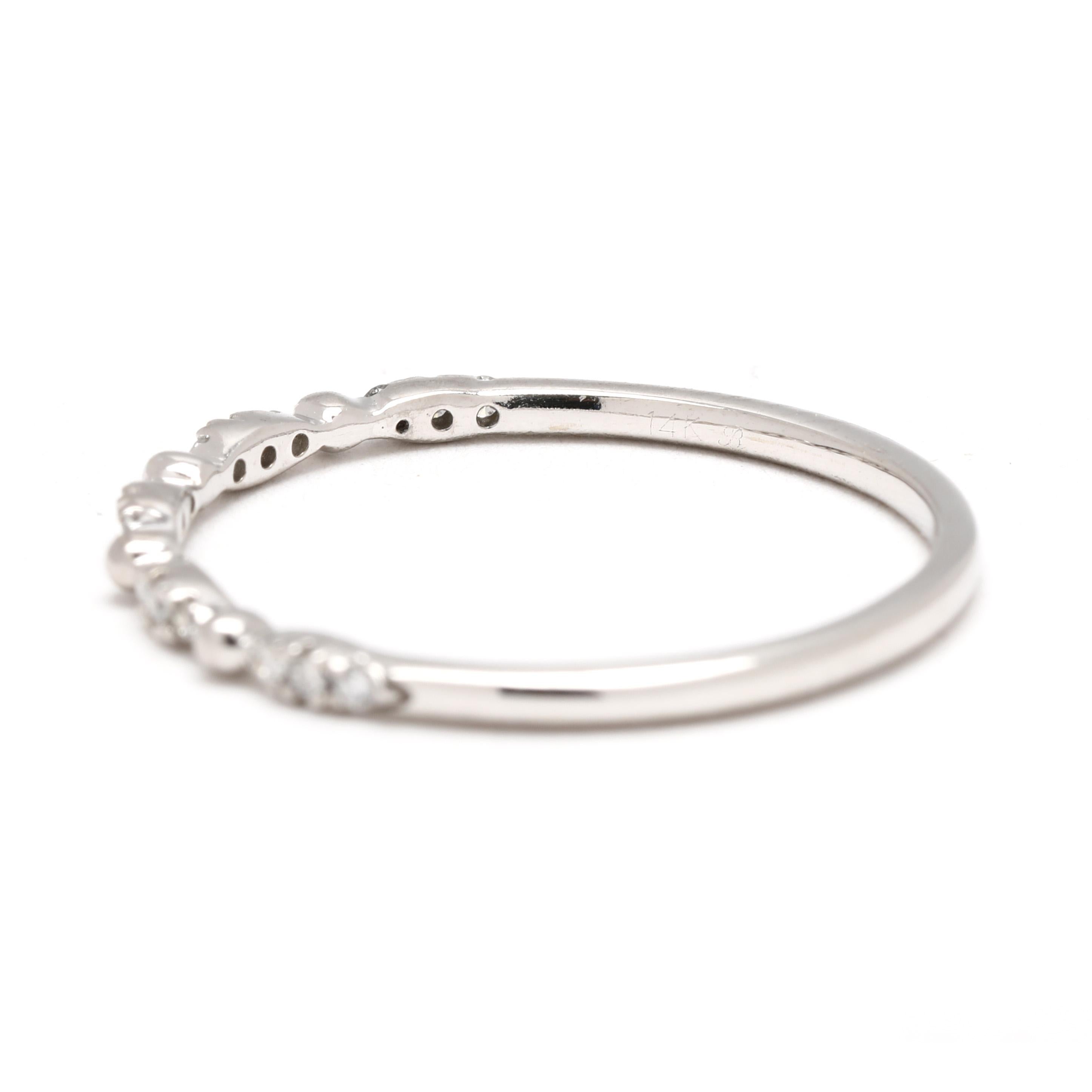Bague à diamant fin, or blanc 14k, taille 7, empilable Unisexe en vente