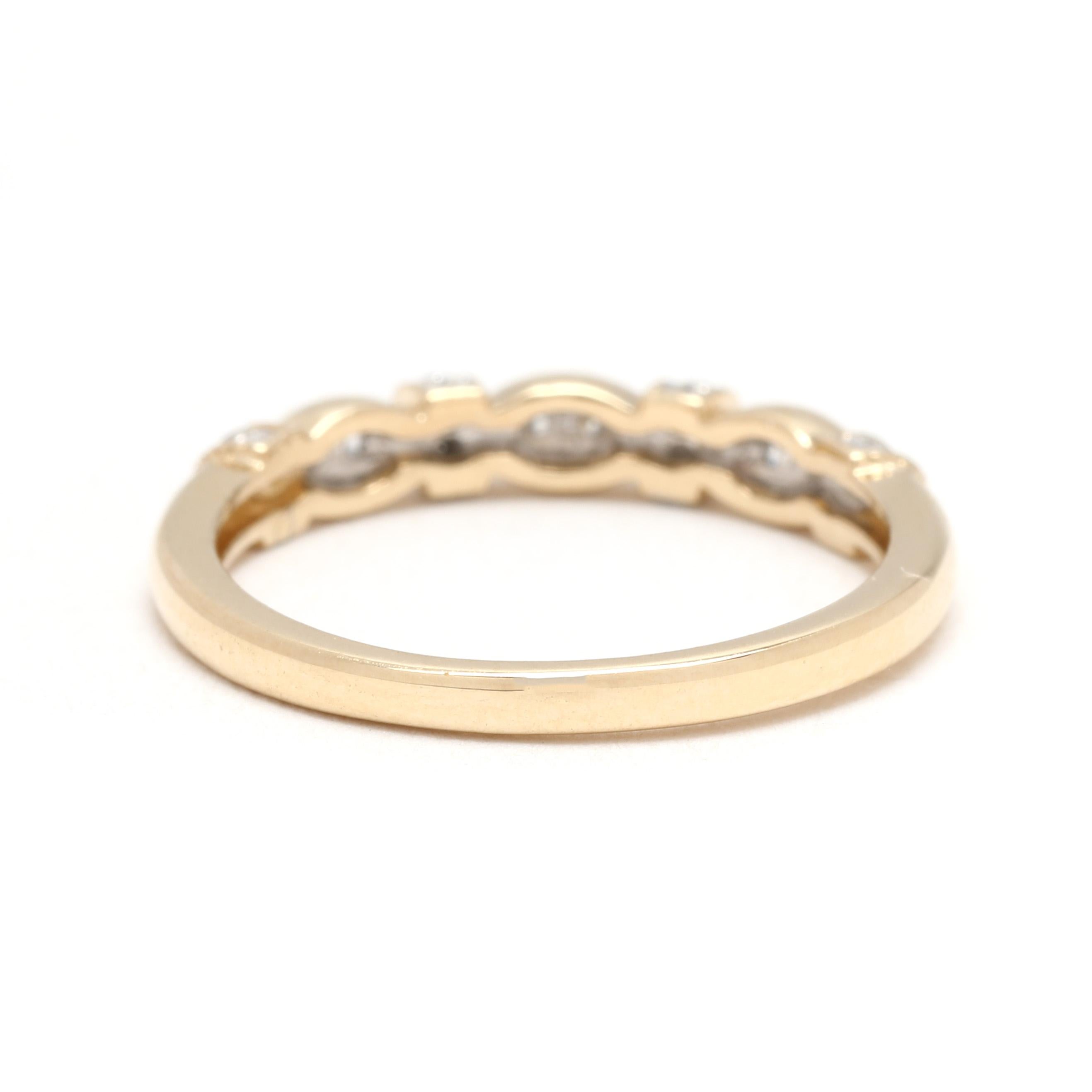 Taglio rotondo Anello con diamante sottile, oro giallo 14k, misura 5, impilabile