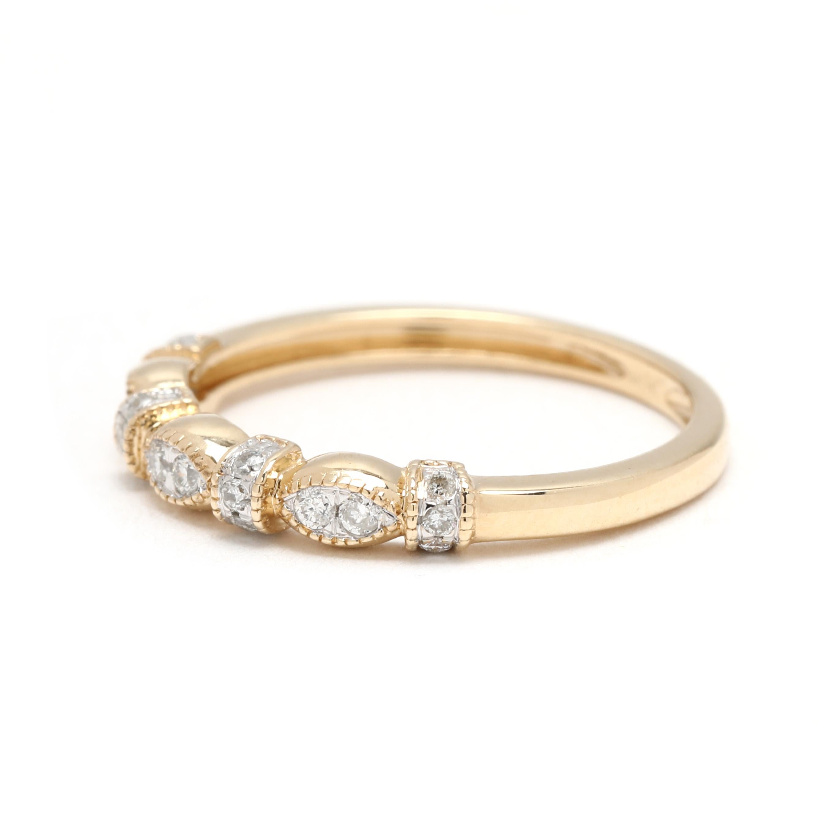 Anello con diamante sottile, oro giallo 14k, misura 5, impilabile In condizioni buone a McLeansville, NC